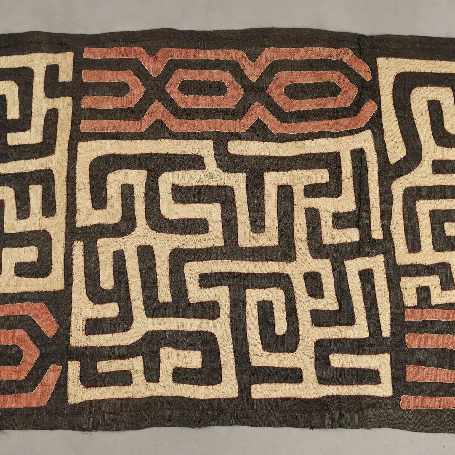 Royal Ntshak Raffia Fabric Labyrinth Design Kuba Art XX Century