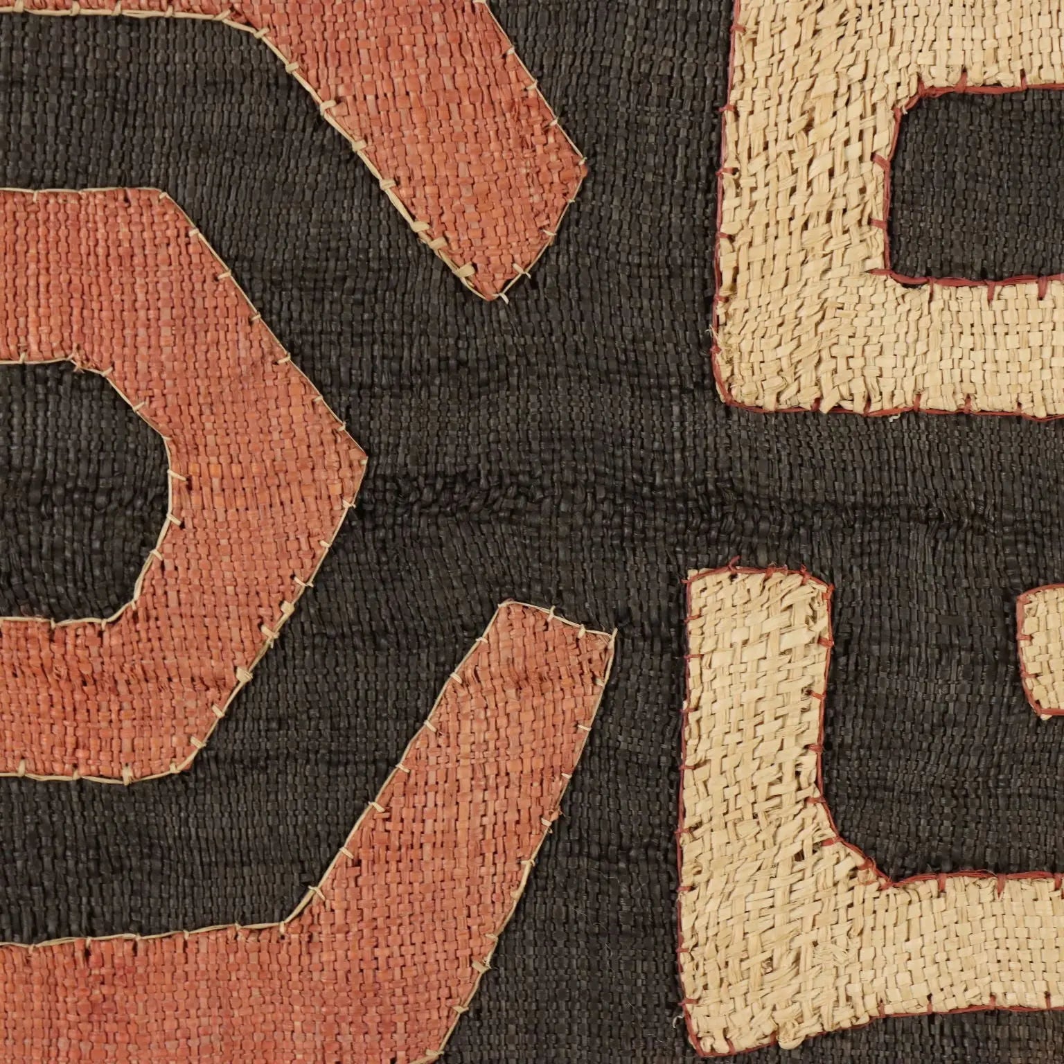 Royal Ntshak Raffia Fabric Labyrinth Design Kuba Art XX Century