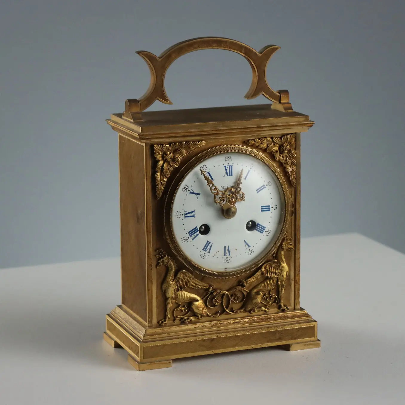 Antique Table Clock La Vallée Manufacture Bronze XX Century