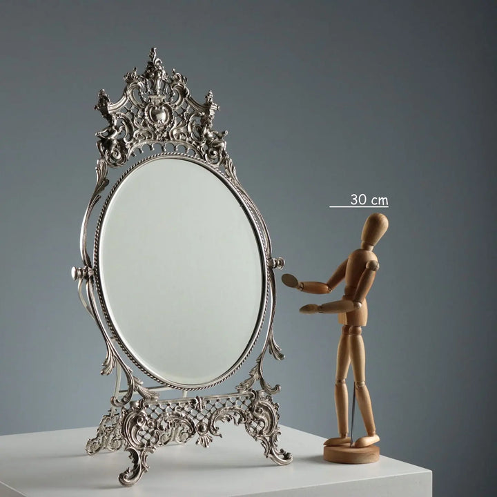 Vintage Table Mirror Metal Glass Italy XX Century