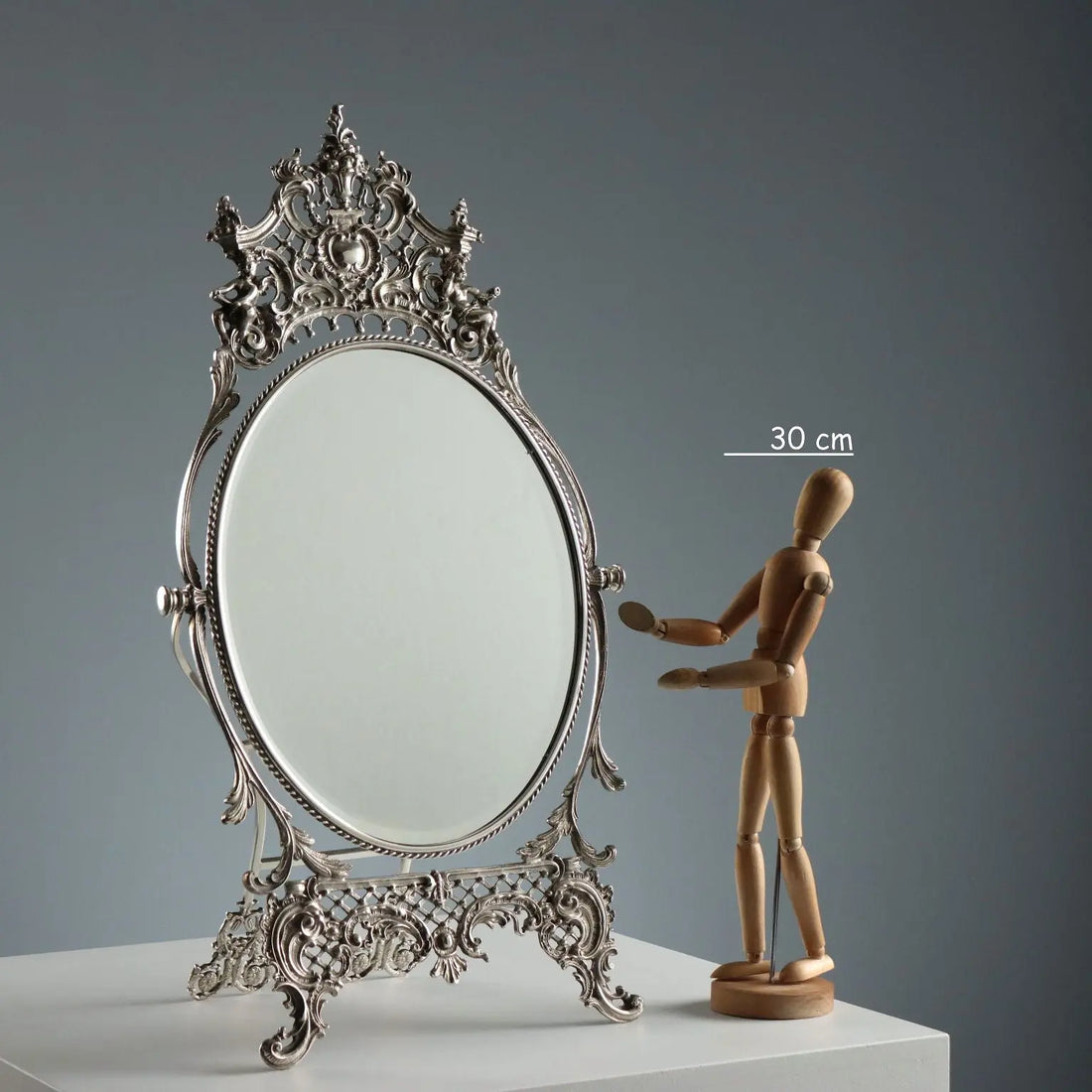 Vintage Table Mirror Metal Glass Italy XX Century