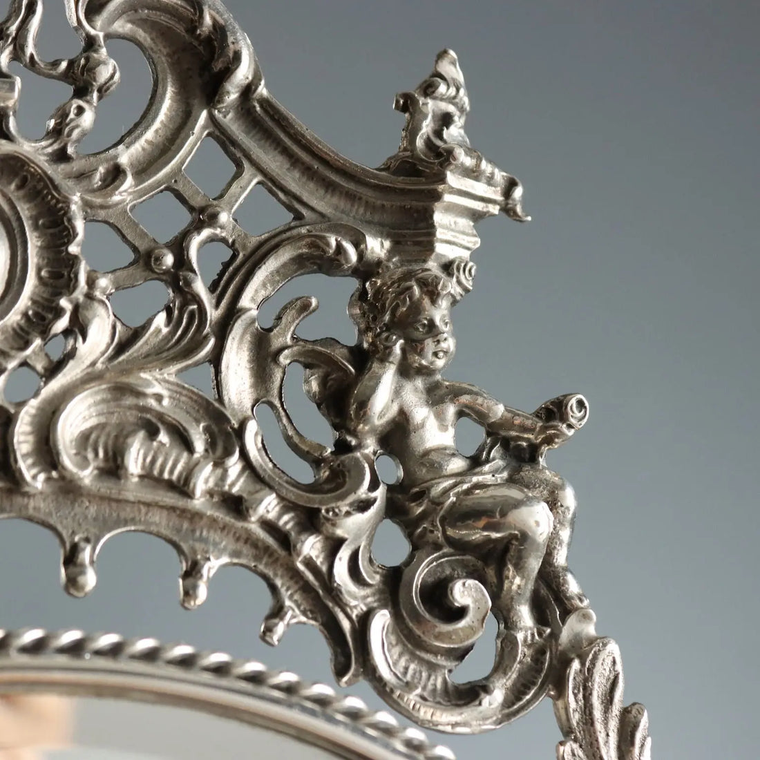 Vintage Table Mirror Metal Glass Italy XX Century