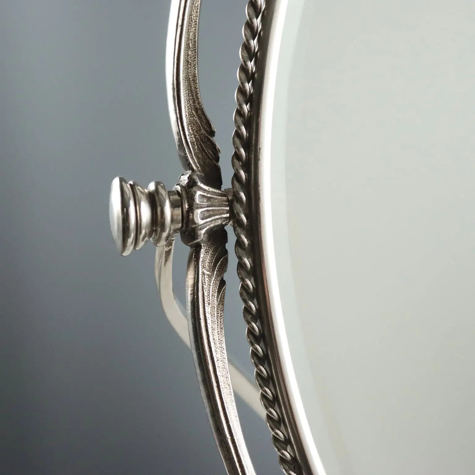 Vintage Table Mirror Metal Glass Italy XX Century