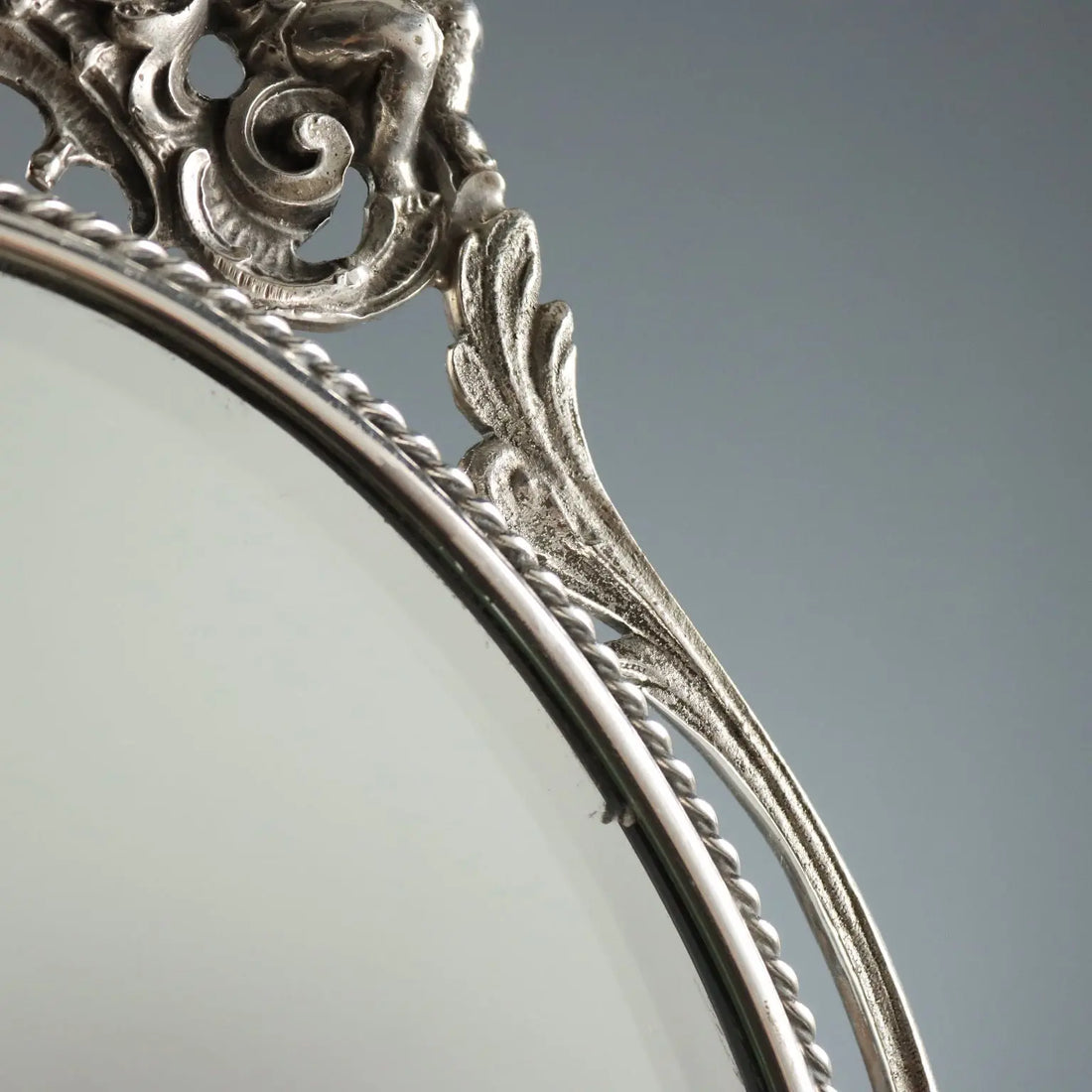 Vintage Table Mirror Metal Glass Italy XX Century