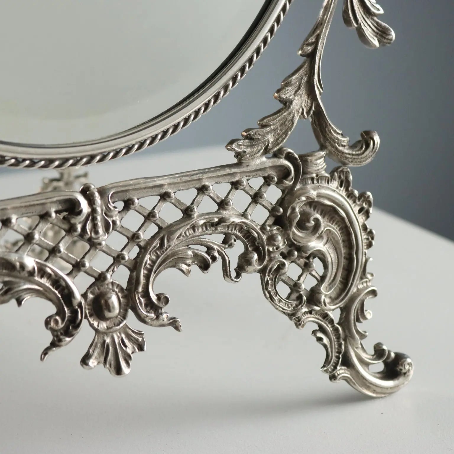 Vintage Table Mirror Metal Glass Italy XX Century