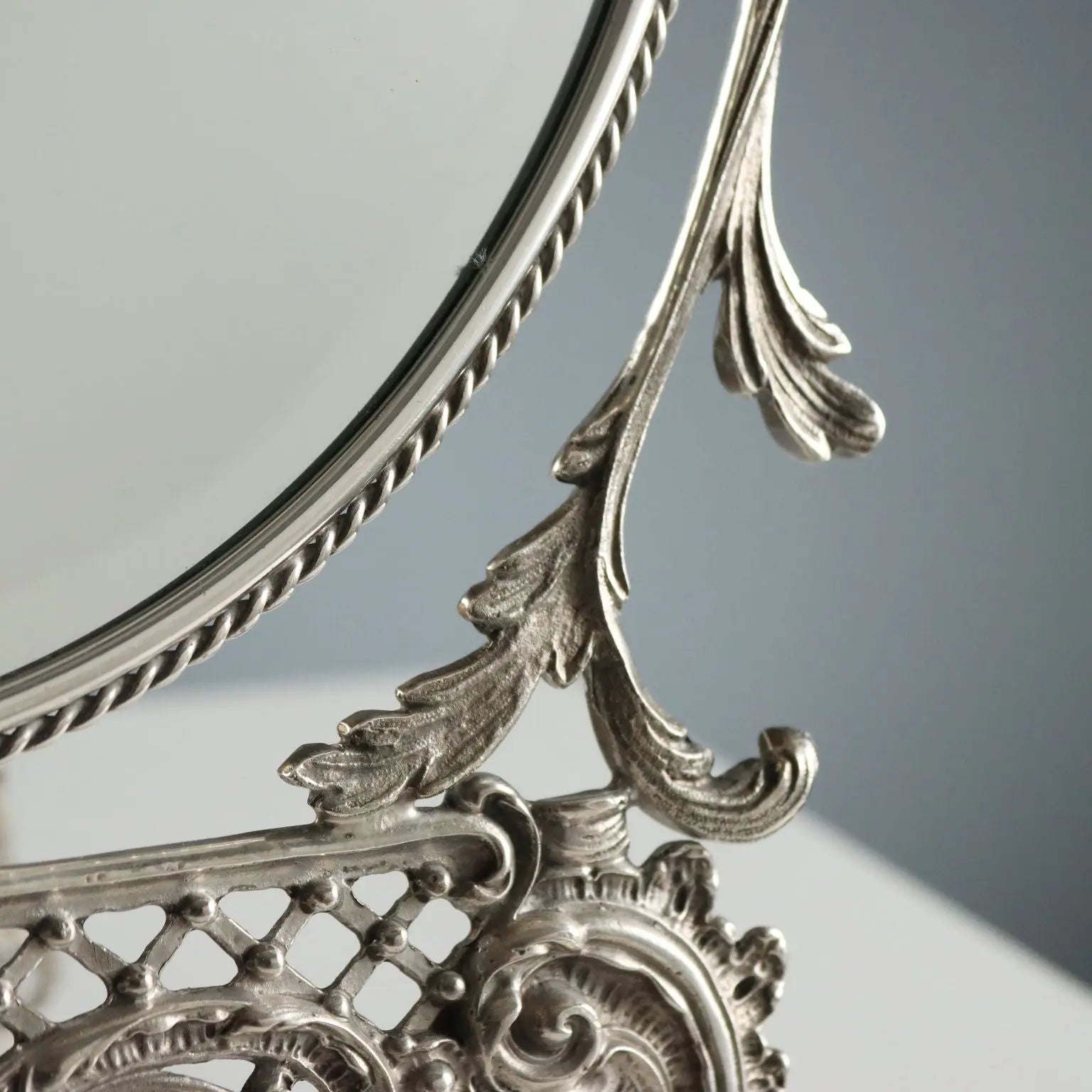 Vintage Table Mirror Metal Glass Italy XX Century