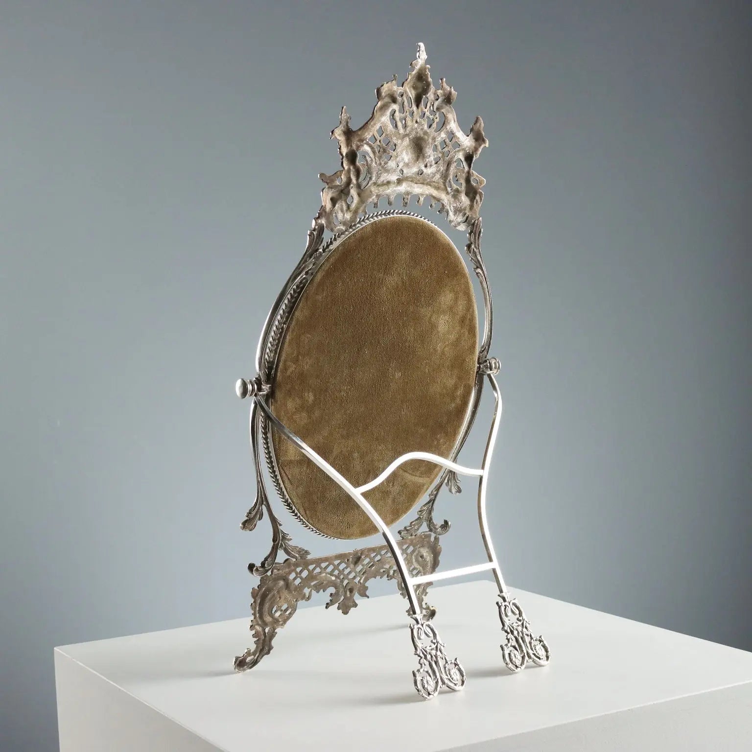 Vintage Table Mirror Metal Glass Italy XX Century