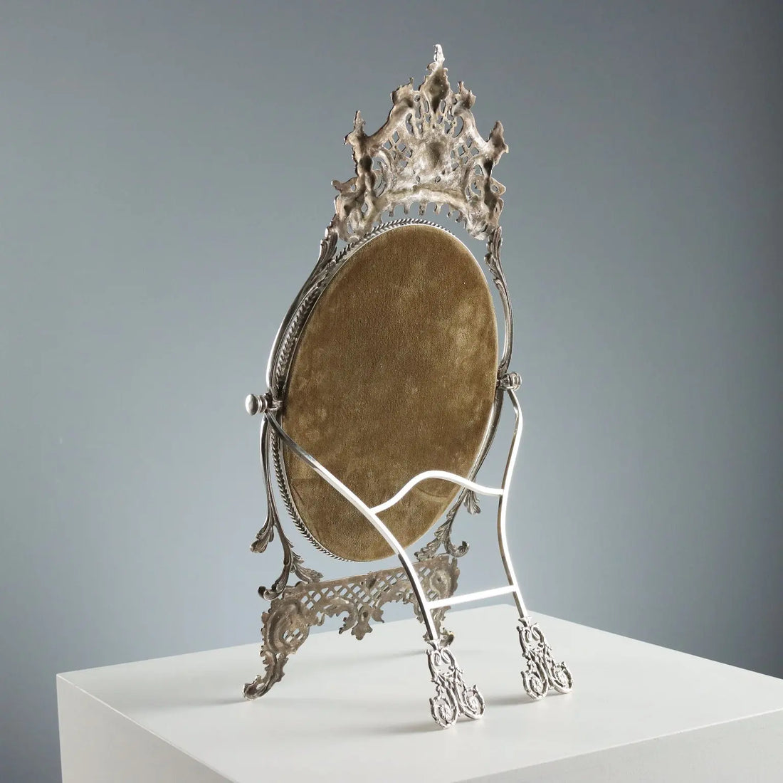 Vintage Table Mirror Metal Glass Italy XX Century