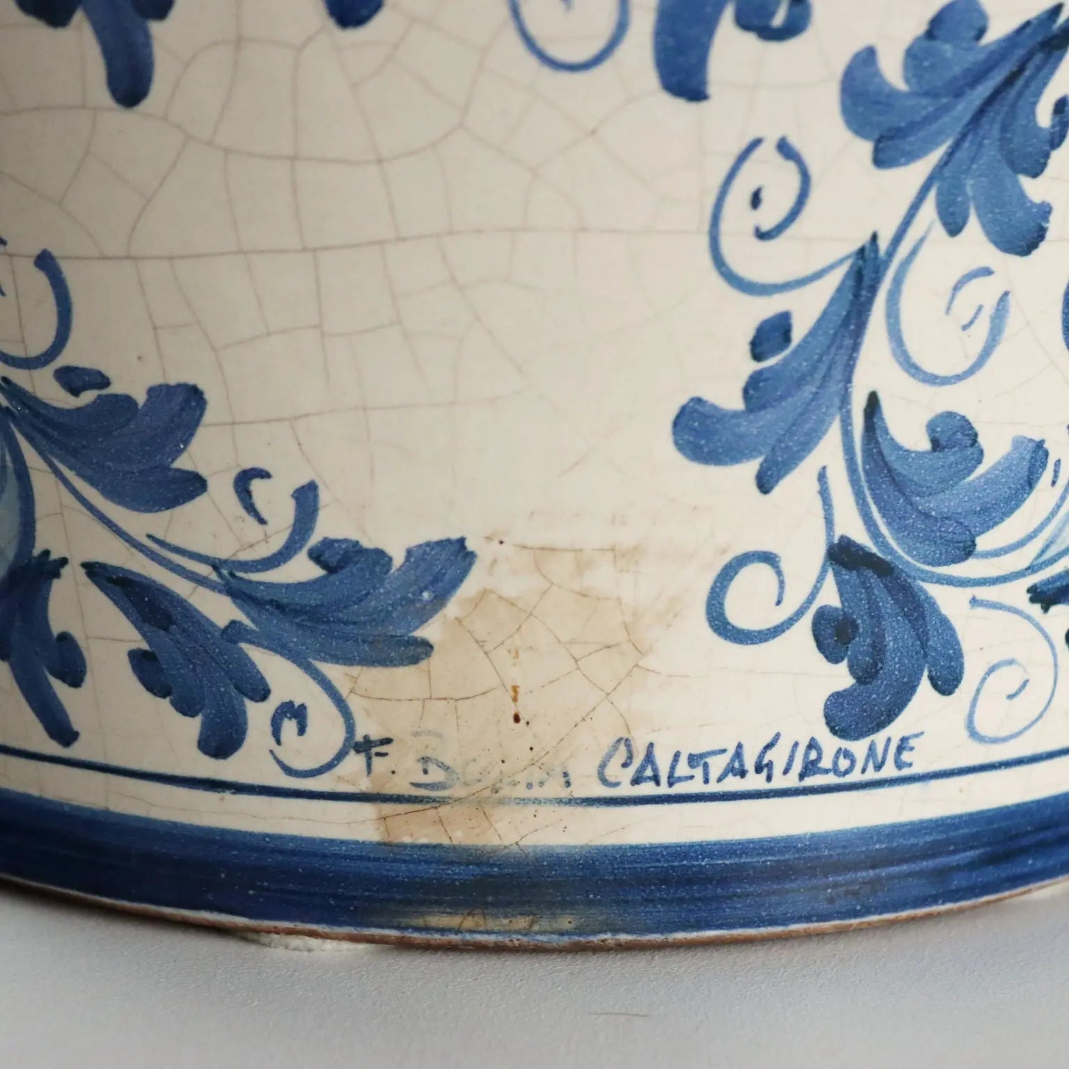 Vintage Vase Majolica of Caltagirone Italy XX Century