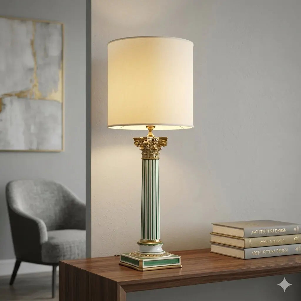 Antique Column Shaped Lamp Le Porcellane Florence XX Century