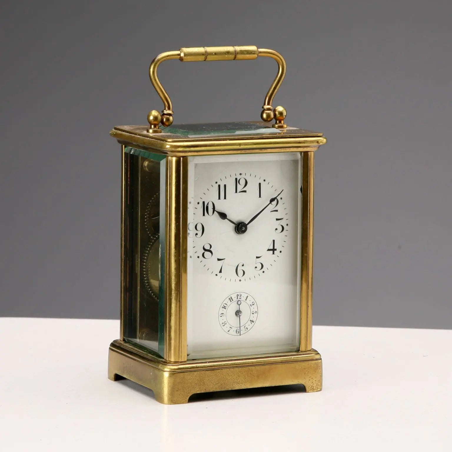 Antique Travel Clock Bronze Glass Europe XIX Century