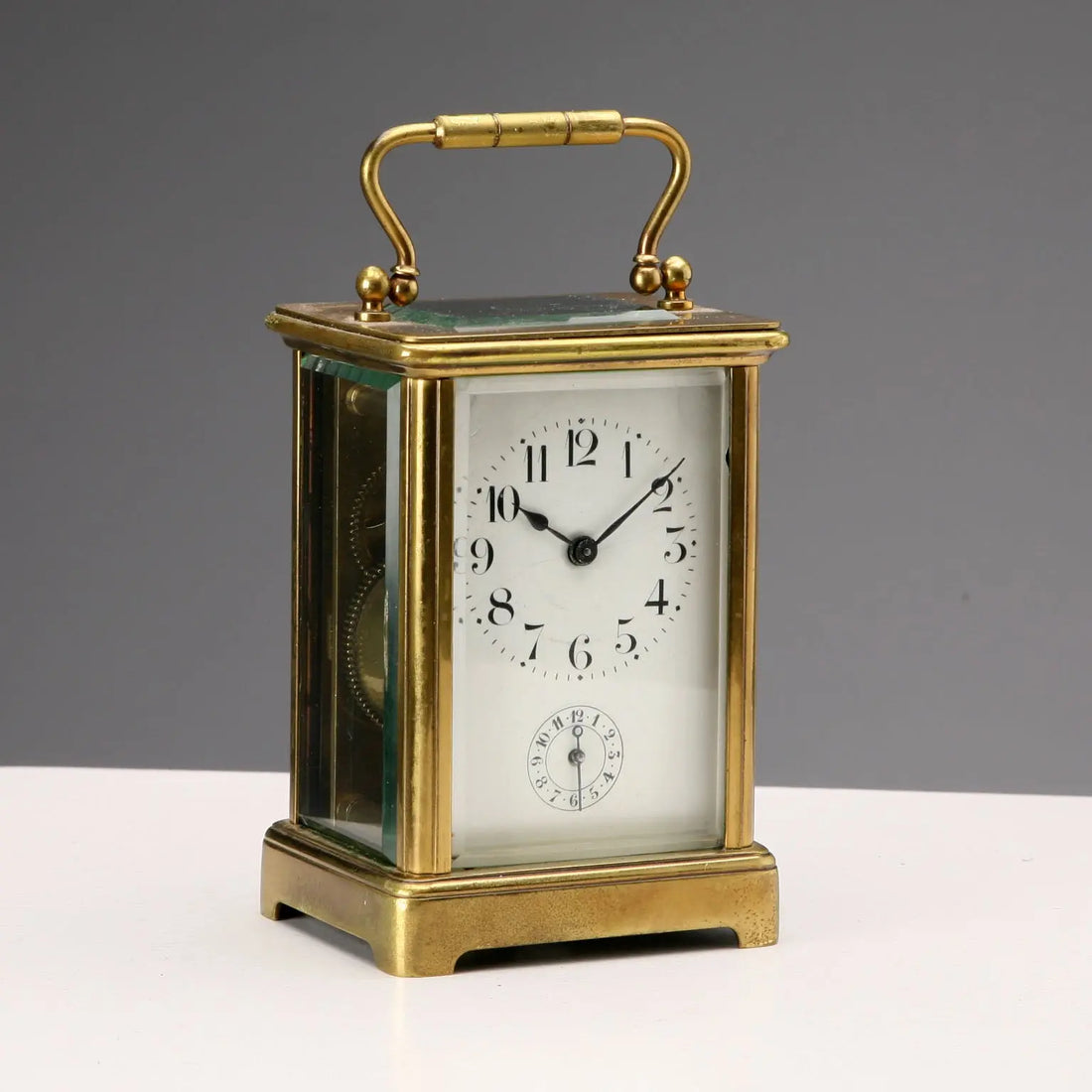 Antique Travel Clock Bronze Glass Europe XIX Century
