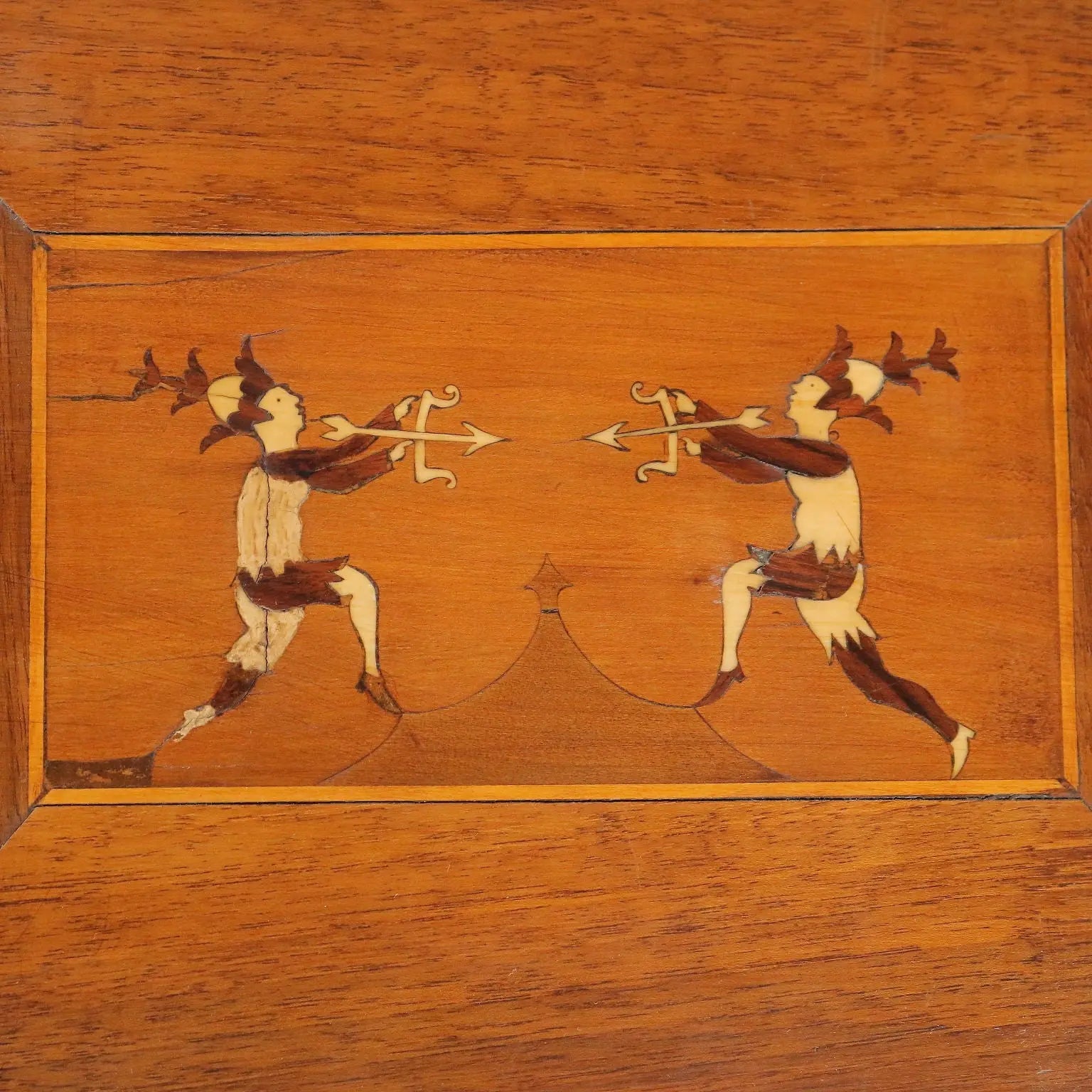 Antique Travel Box Walnut Mirror Italy XIX Century