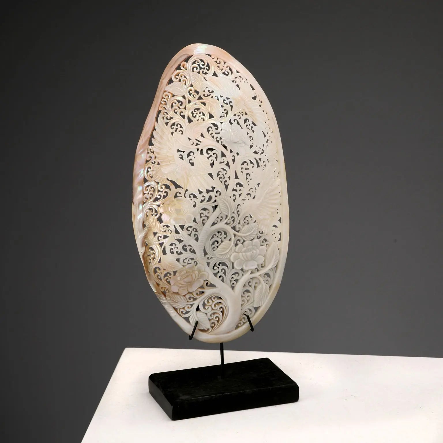 Perforated and Hand-Decorated Shell Wooden Base
