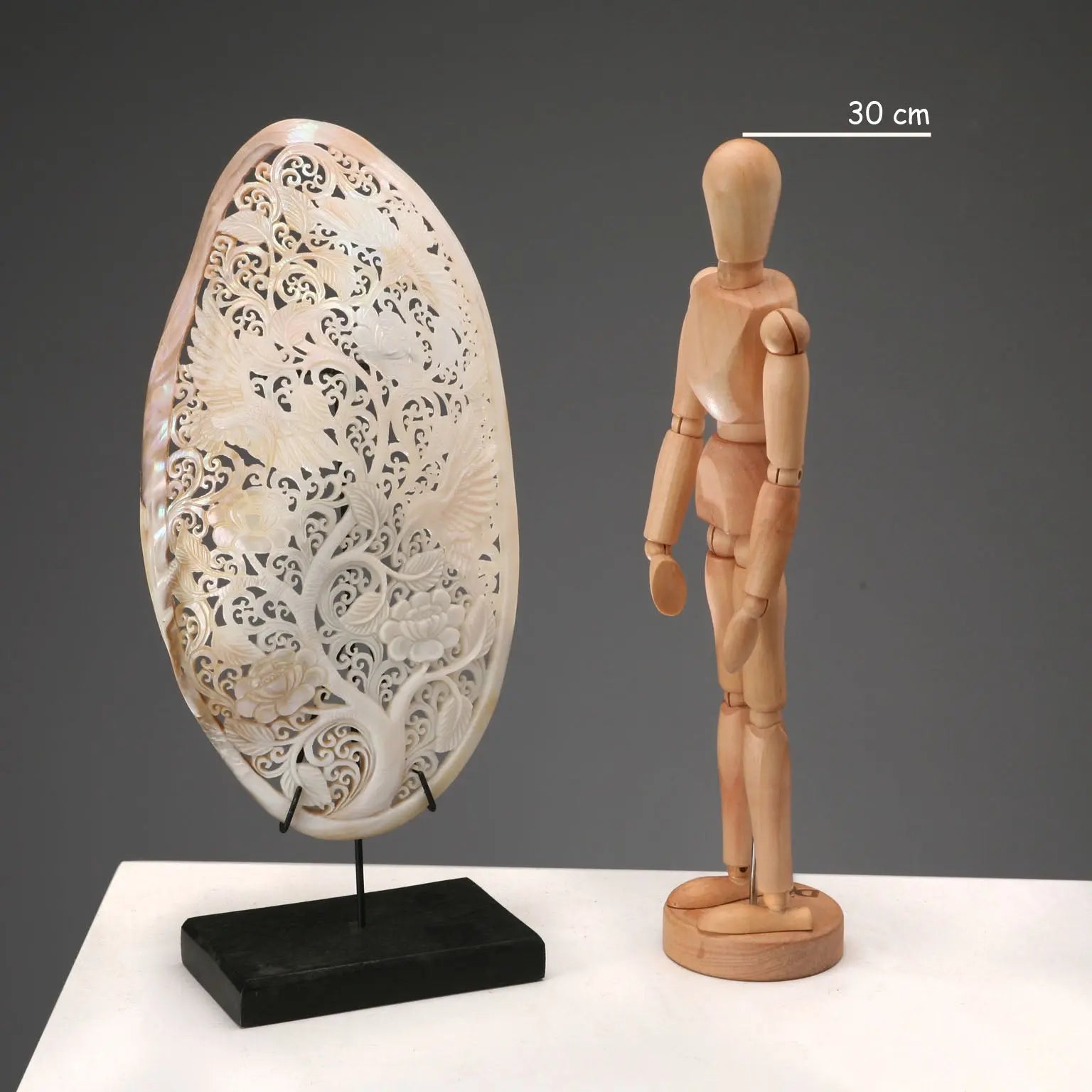 Perforated and Hand-Decorated Shell Wooden Base
