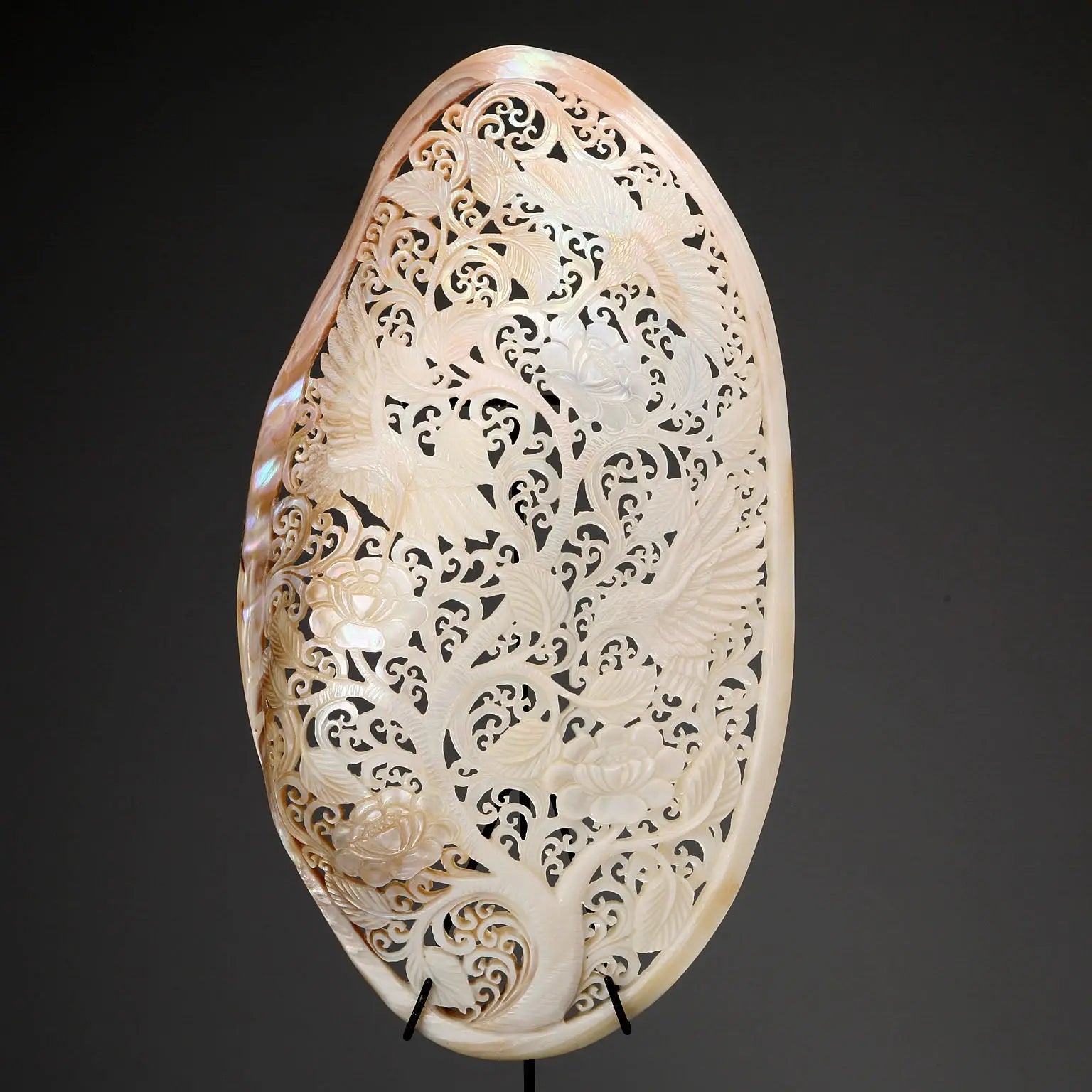 Perforated and Hand-Decorated Shell Wooden Base