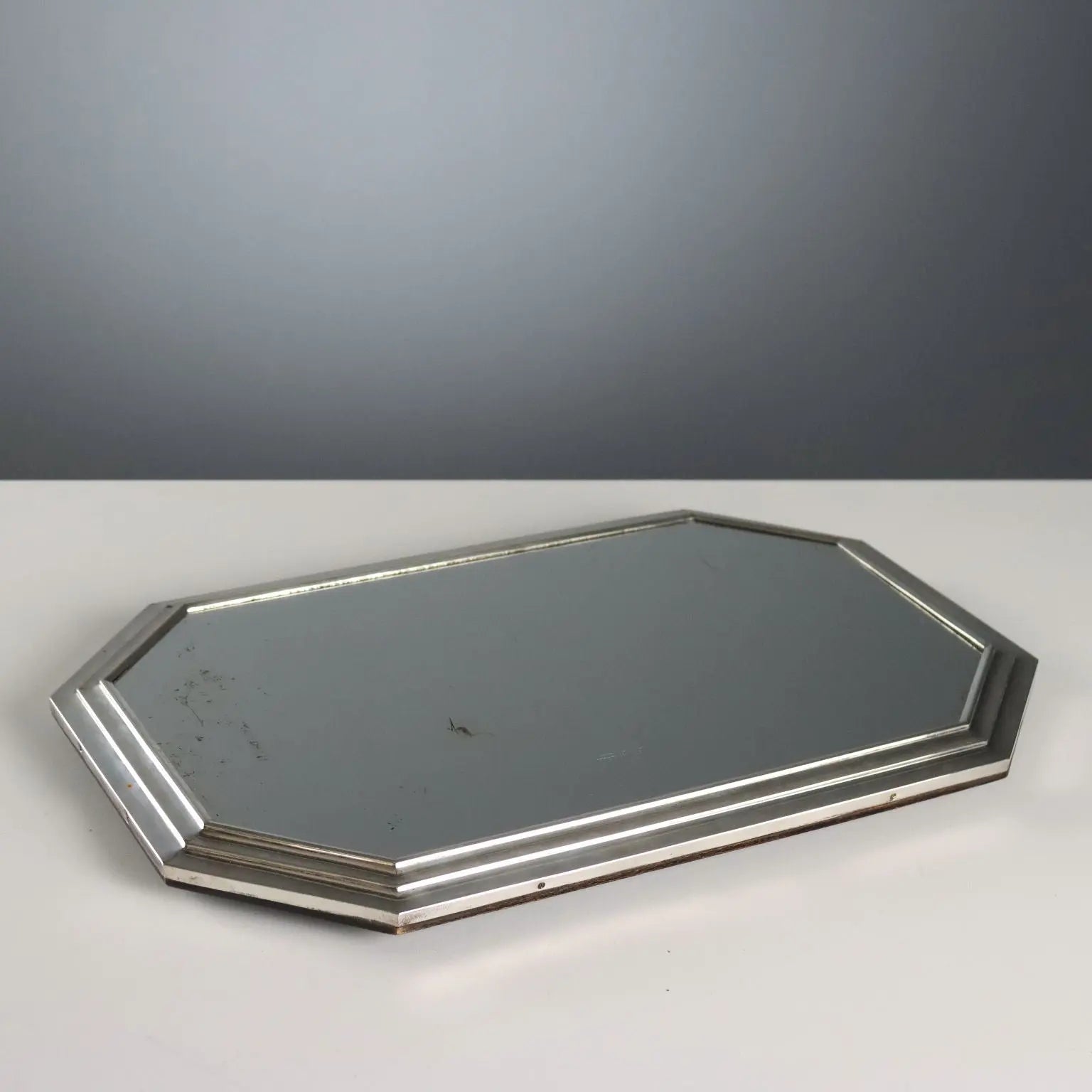 Antique Mirrored Tray Silver Italy XX Century