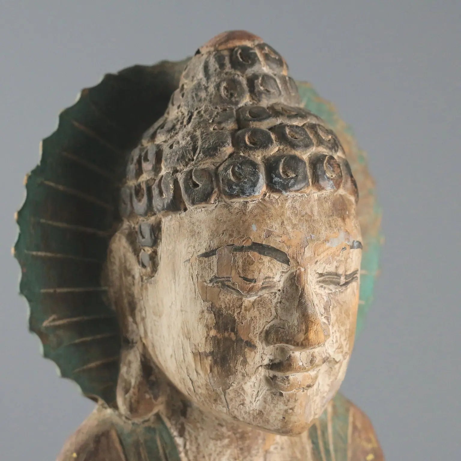 Antique Carved Wooden Buddha Sculpture Thailand XX Century