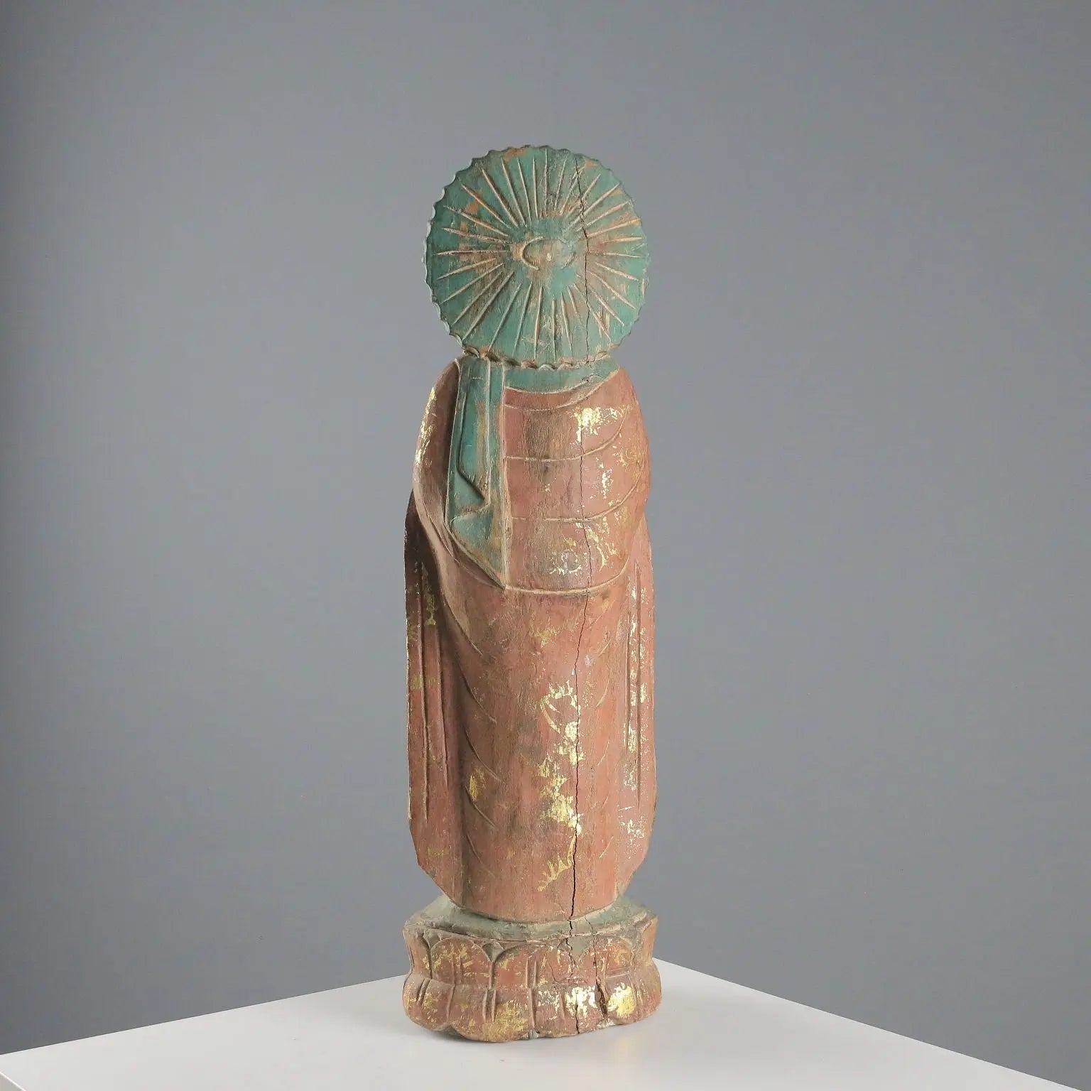 Antique Carved Wooden Buddha Sculpture Thailand XX Century