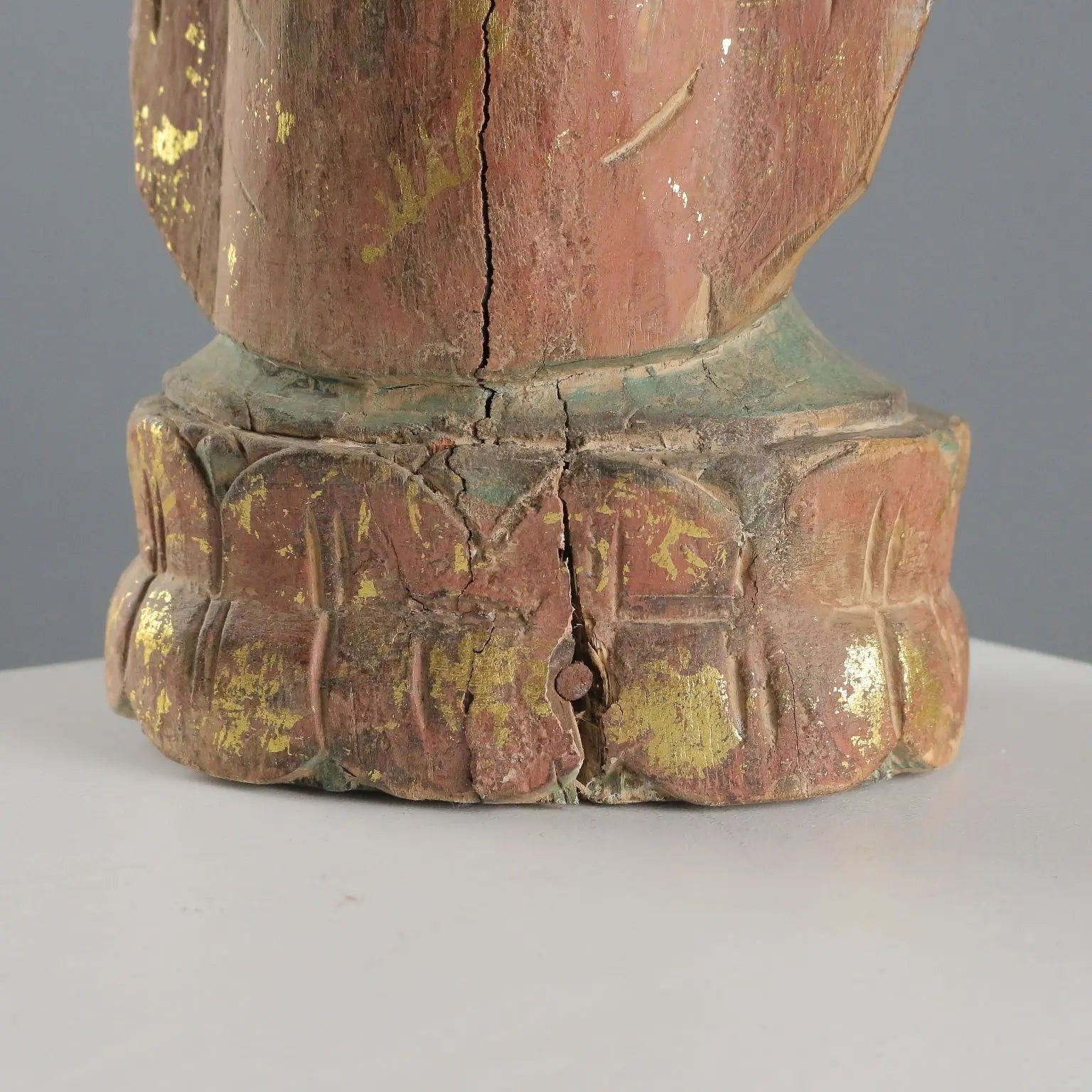 Antique Carved Wooden Buddha Sculpture Thailand XX Century