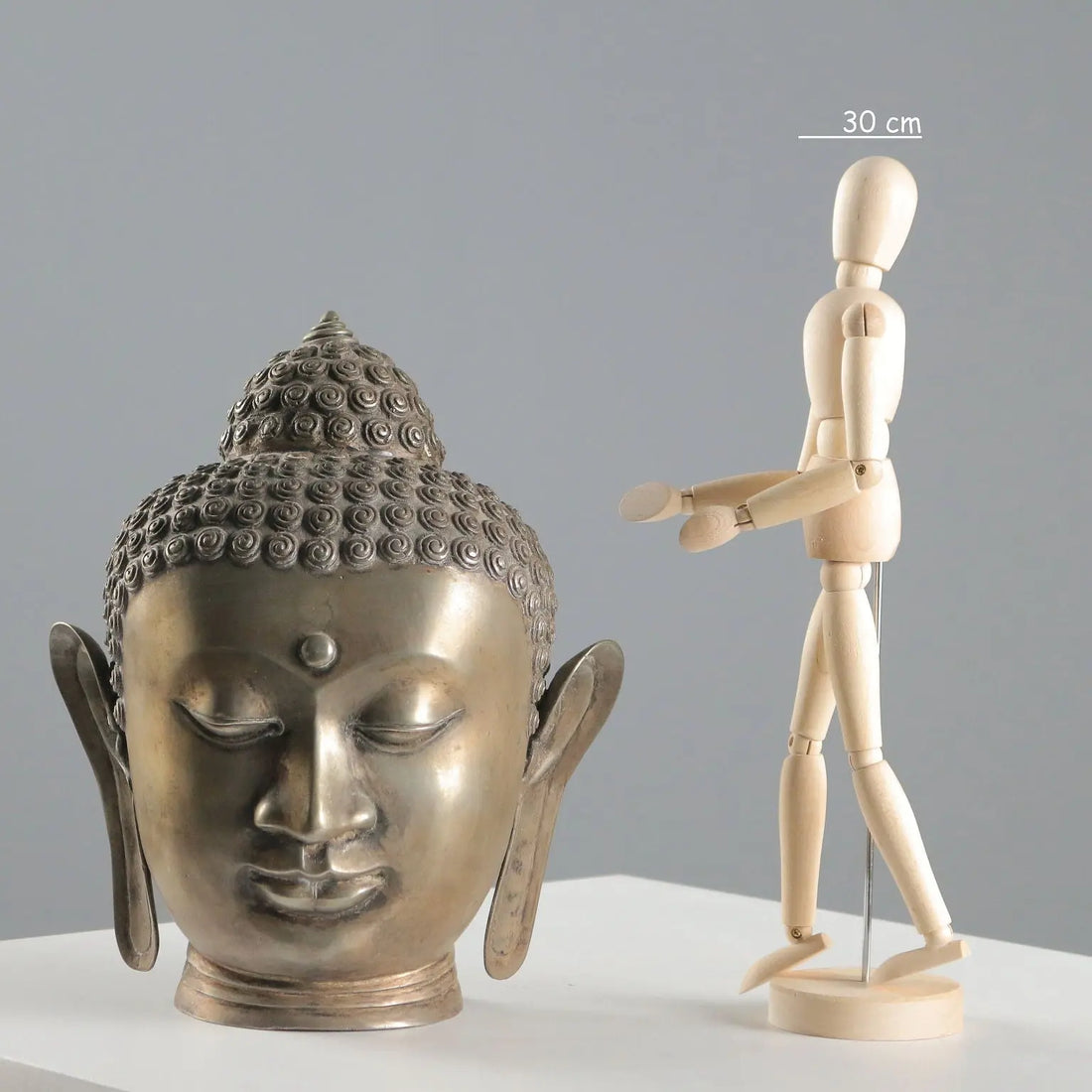 Antique Buddha Head Bronze Thailand XX Century