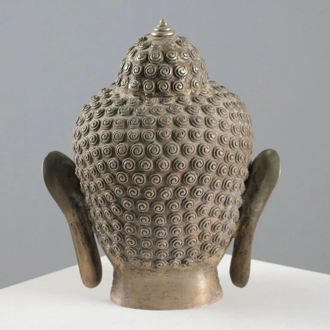 Antique Buddha Head Bronze Thailand XX Century