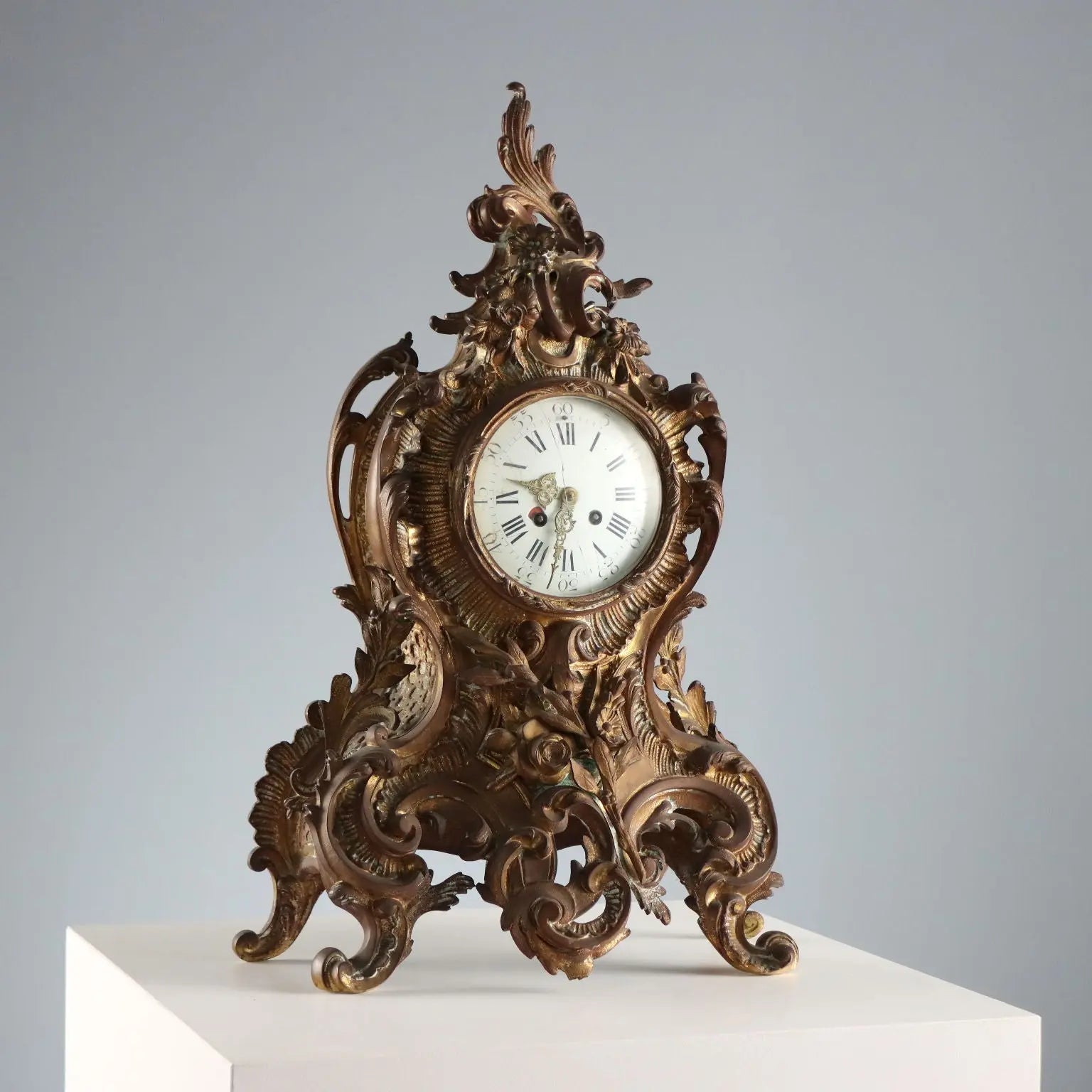 Antique Table Clock Gilded Bronze France XIX Century