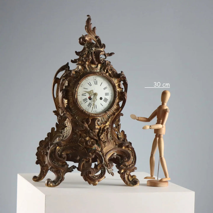 Antique Table Clock Gilded Bronze France XIX Century