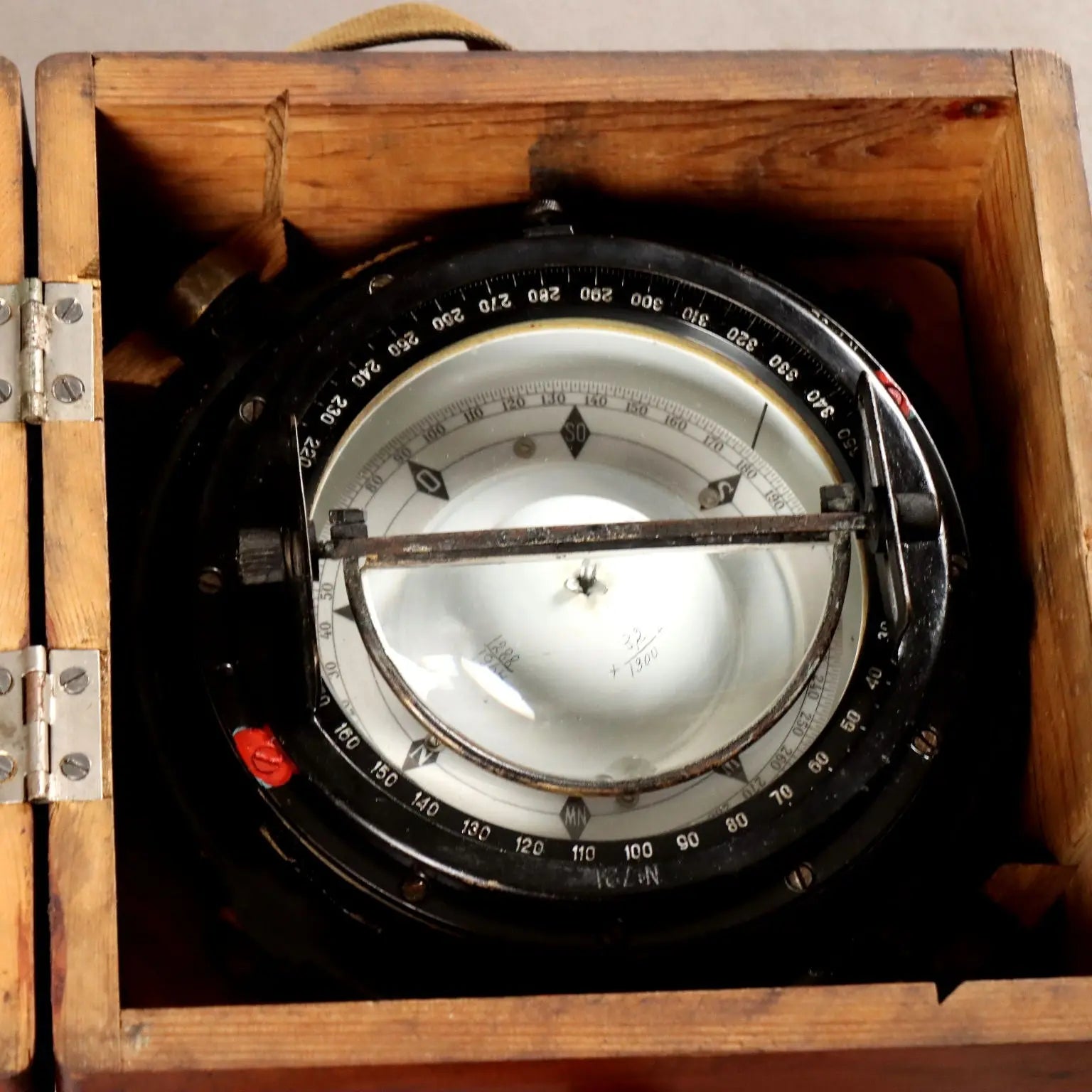 Vintage Nautical Compass in Wooden Box Soviet Union 1960s