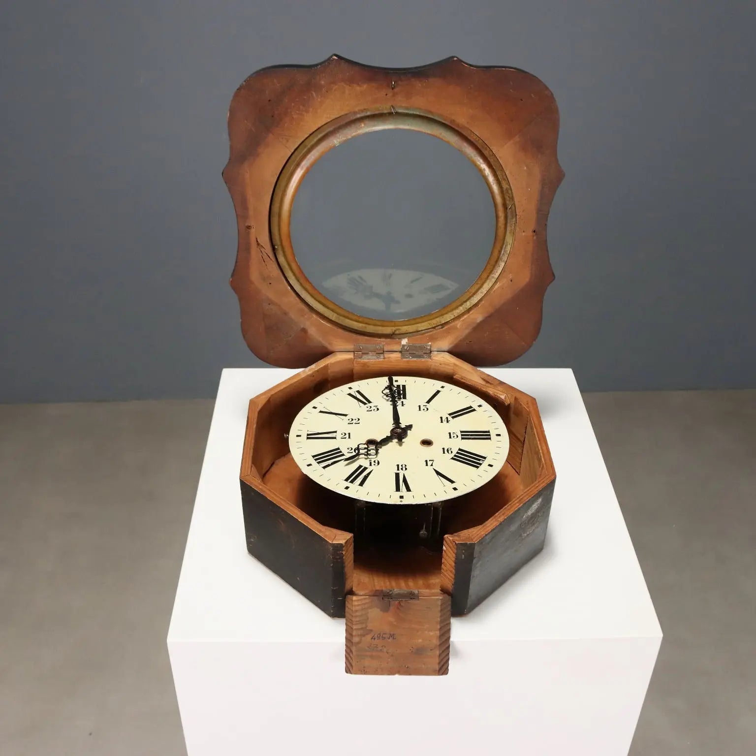 Antique Wall Clock Wood Mother of Pearl France XIX Century