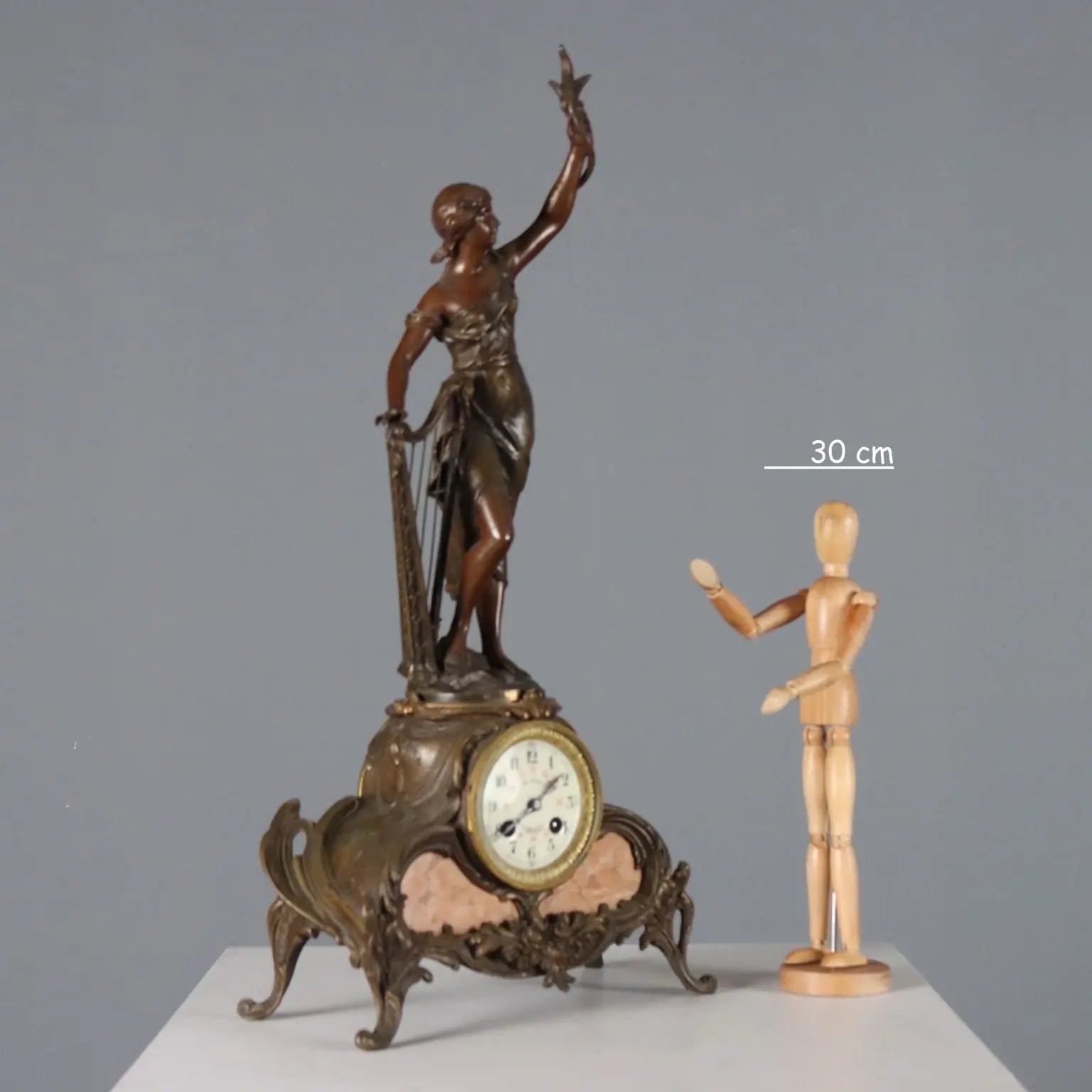 Antique Table Clock Antimony Marble France XIX Century