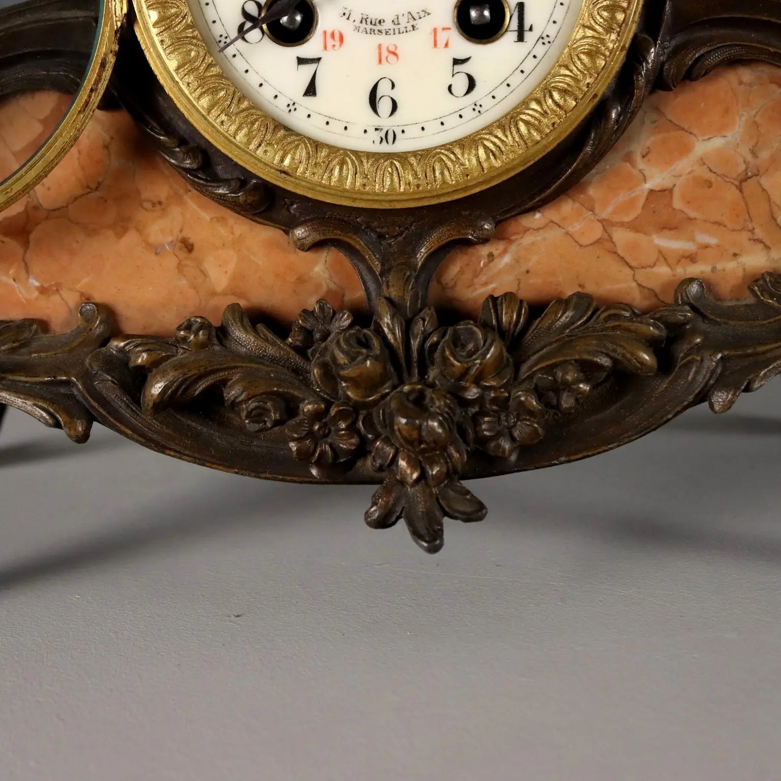 Antique Table Clock Antimony Marble France XIX Century