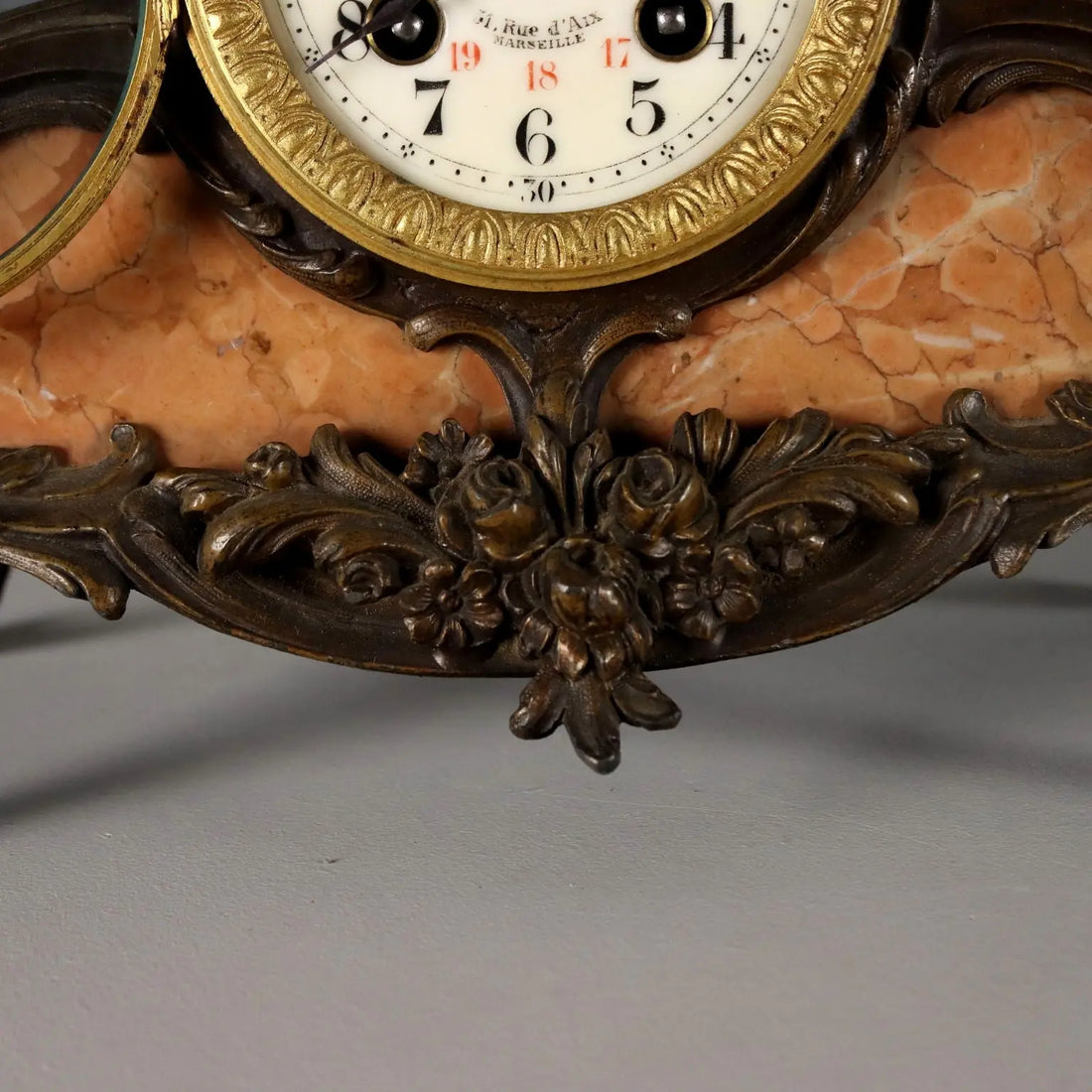 Antique Table Clock Antimony Marble France XIX Century