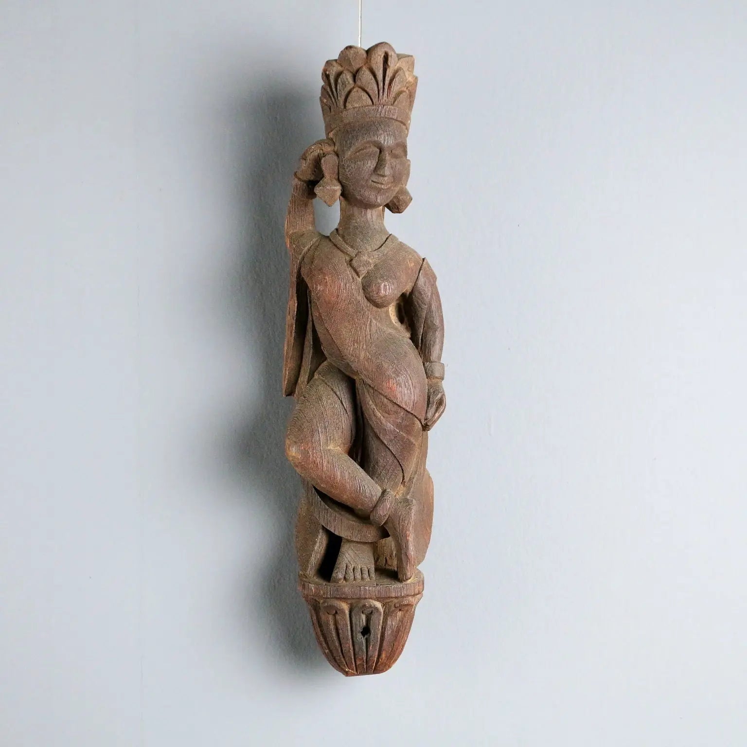 Wooden Sculpture Indian Goddess Handmade XX Century