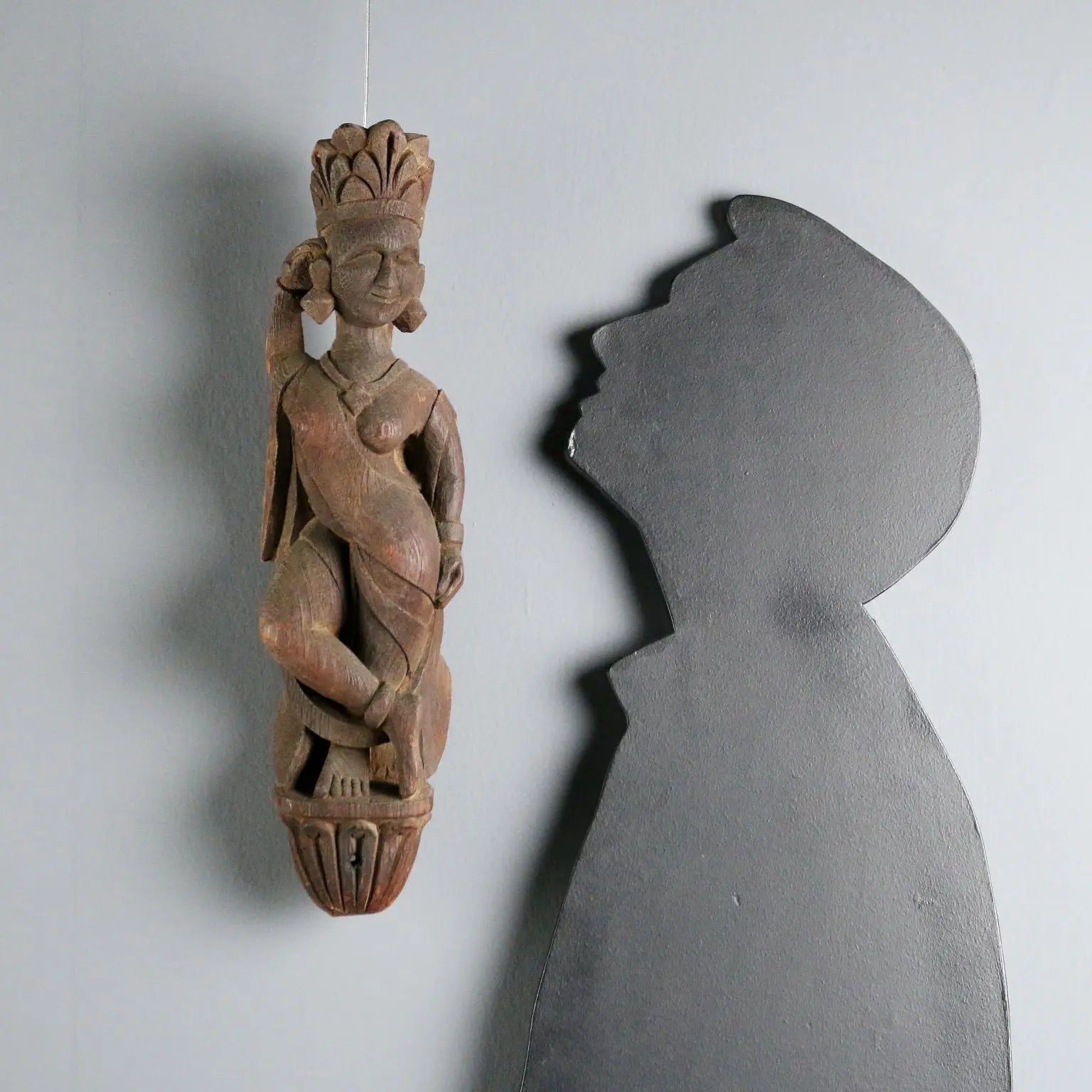 Wooden Sculpture Indian Goddess Handmade XX Century