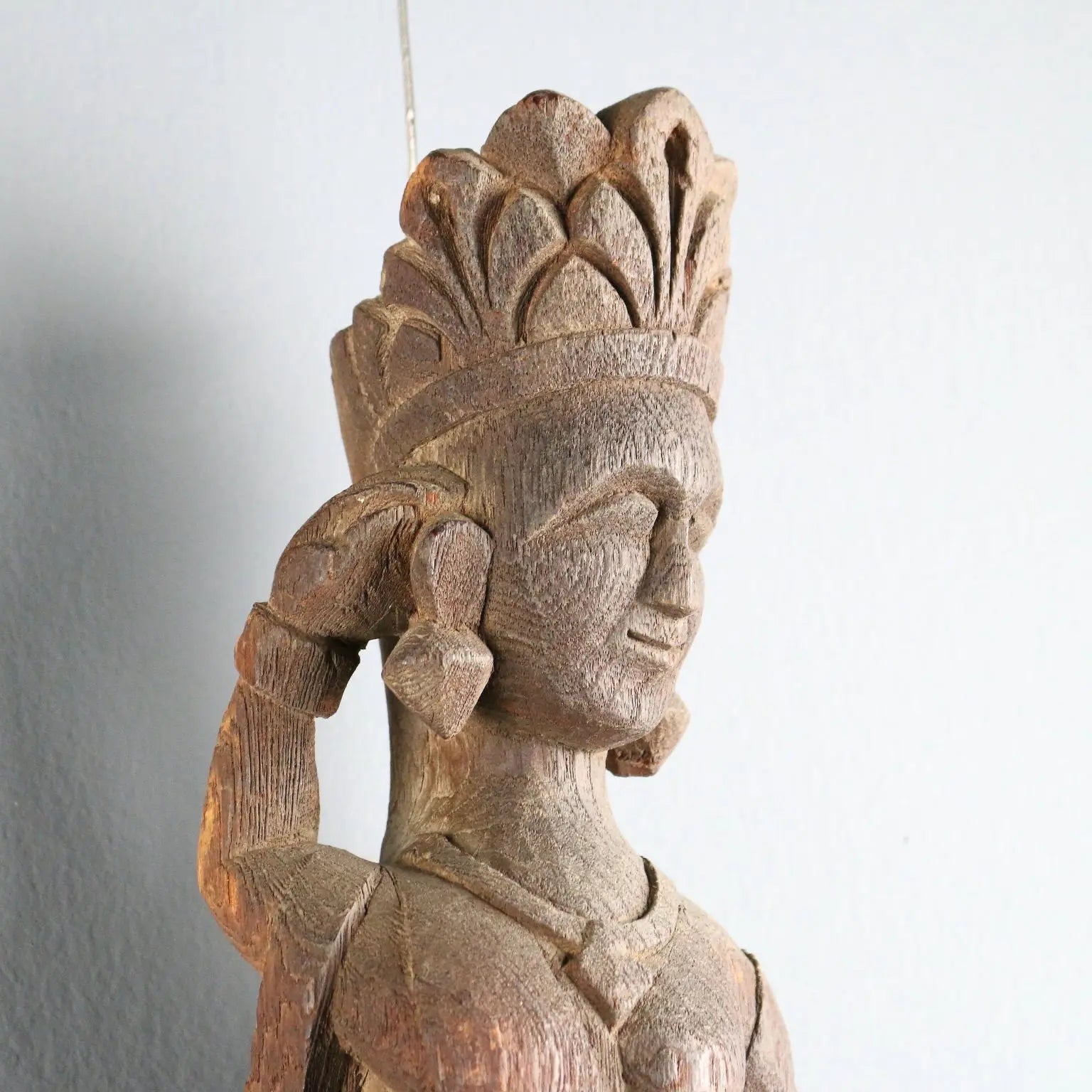 Wooden Sculpture Indian Goddess Handmade XX Century