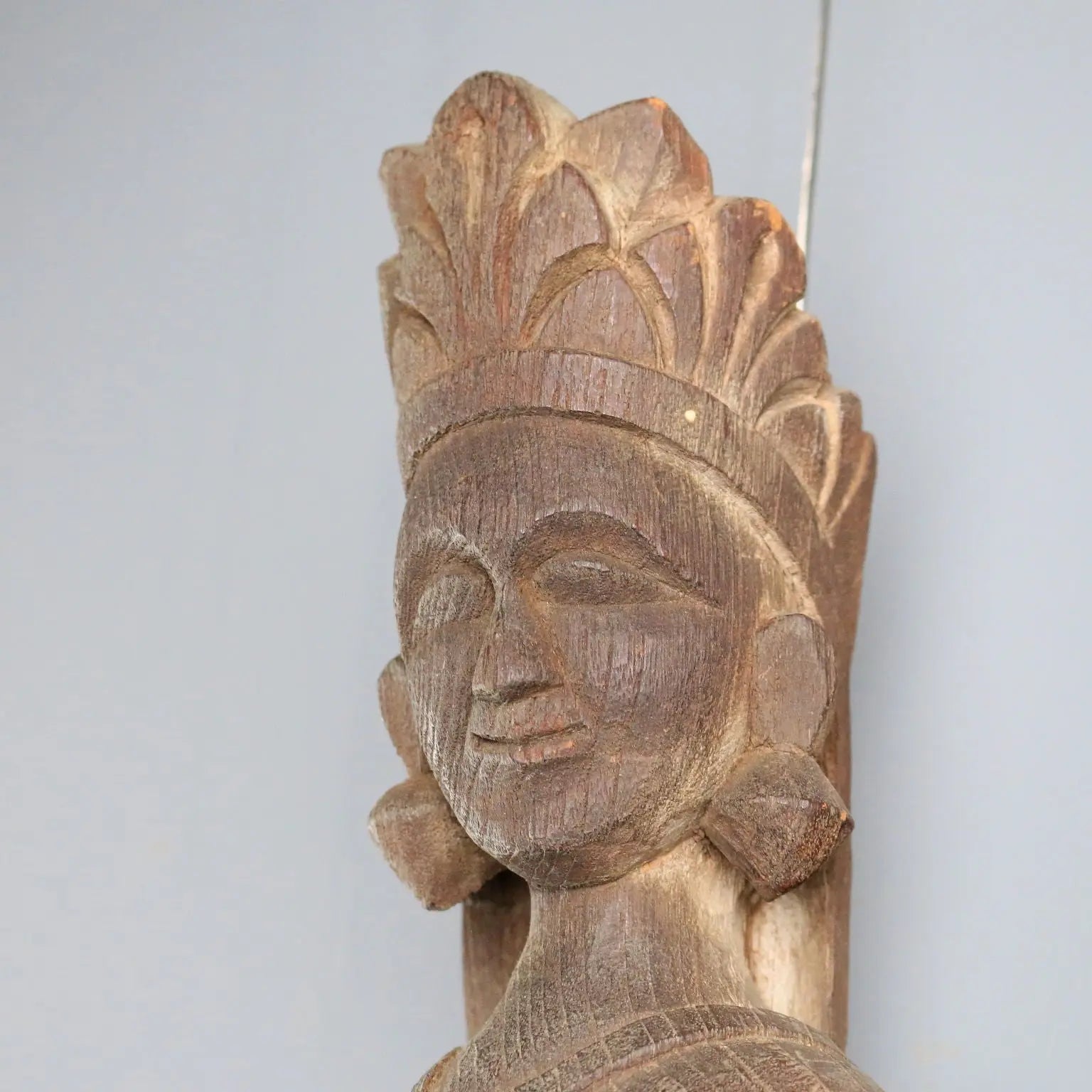 Wooden Sculpture Indian Goddess Handmade XX Century