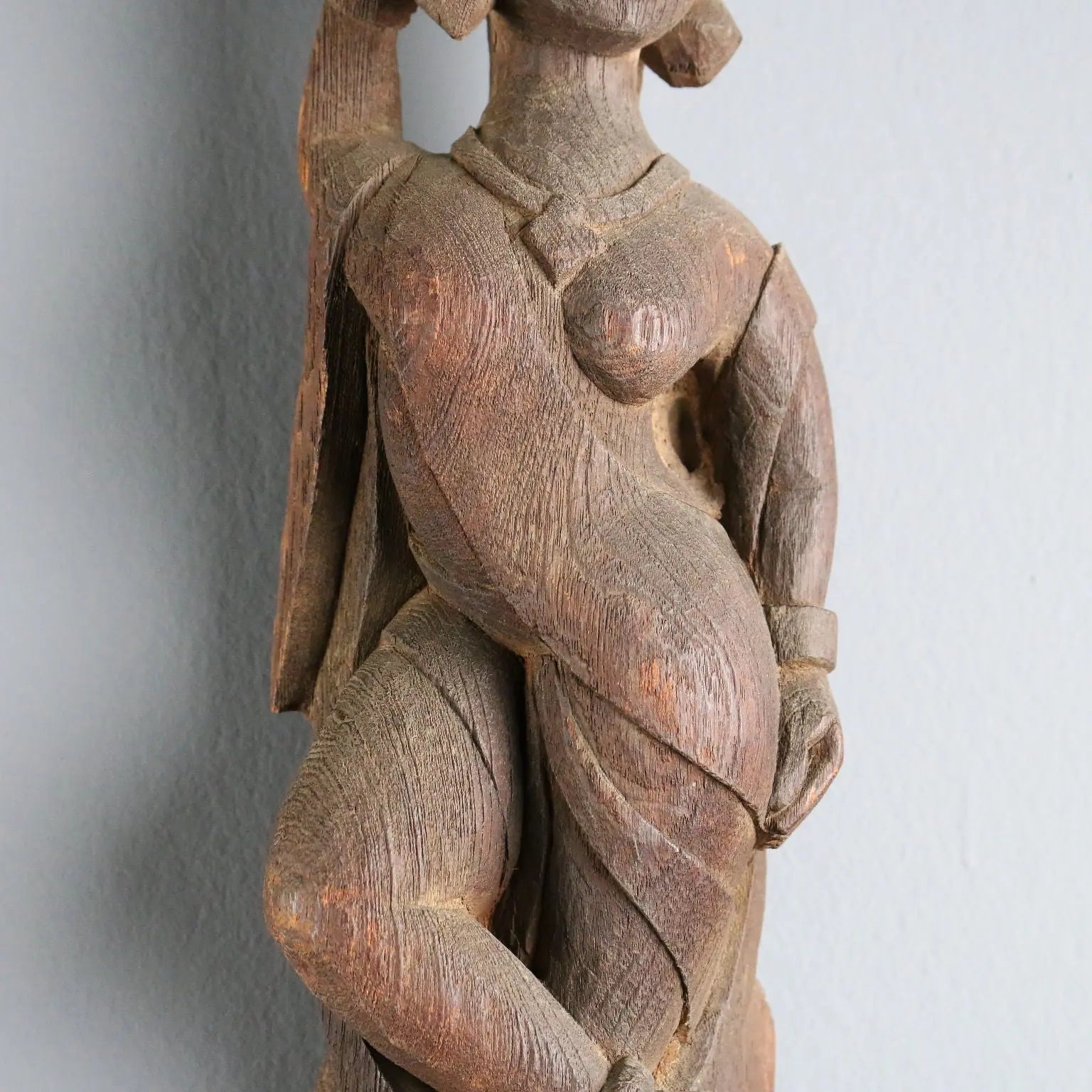 Wooden Sculpture Indian Goddess Handmade XX Century