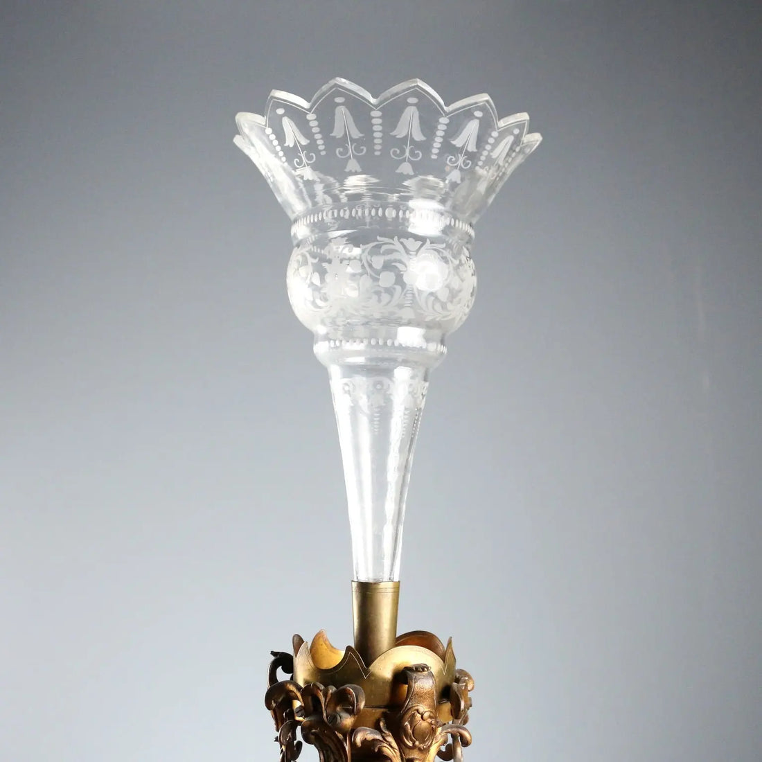 Antique Centerpiece Gilded Bronze Glass Europe Early XX Century