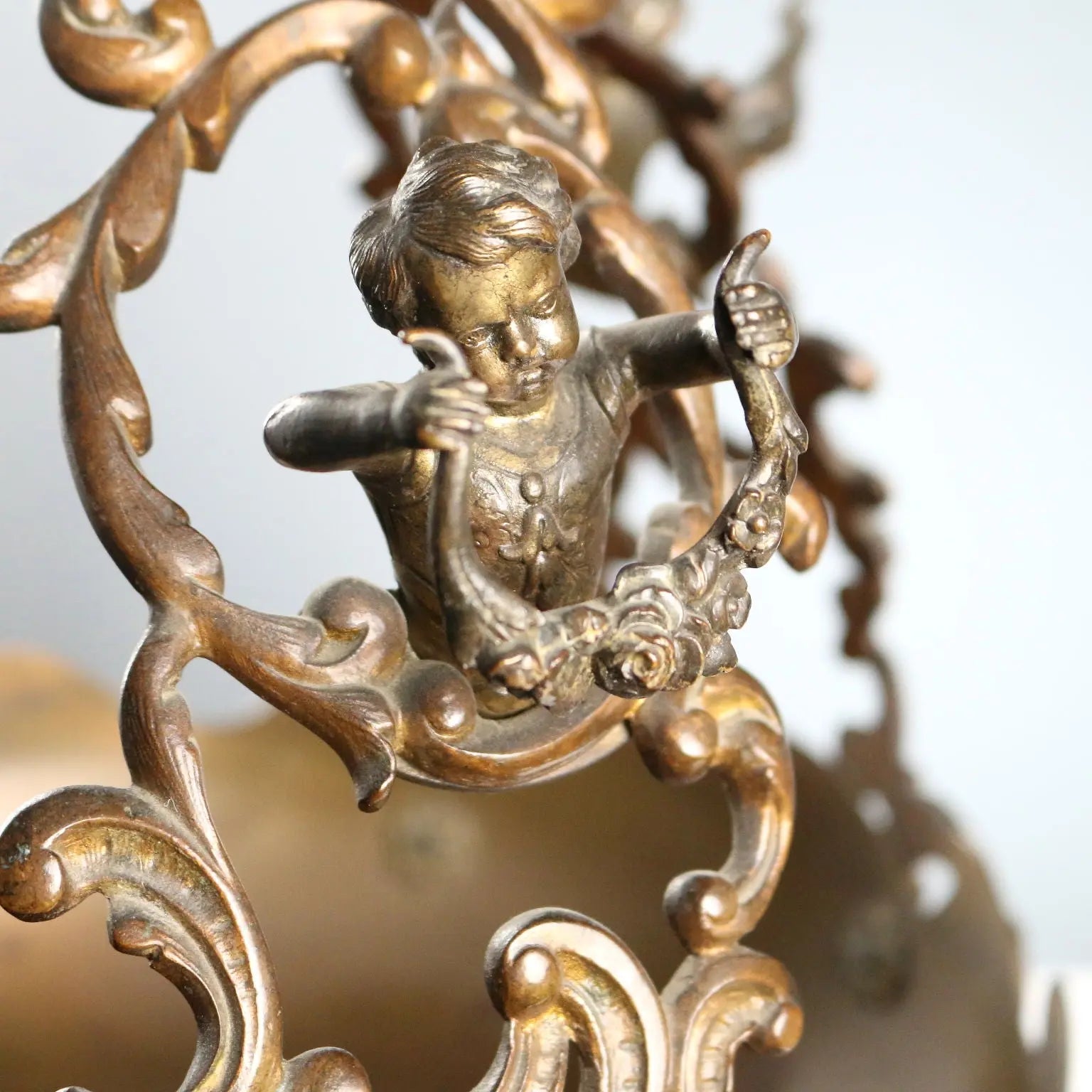 Antique Centerpiece Gilded Bronze Glass Europe Early XX Century