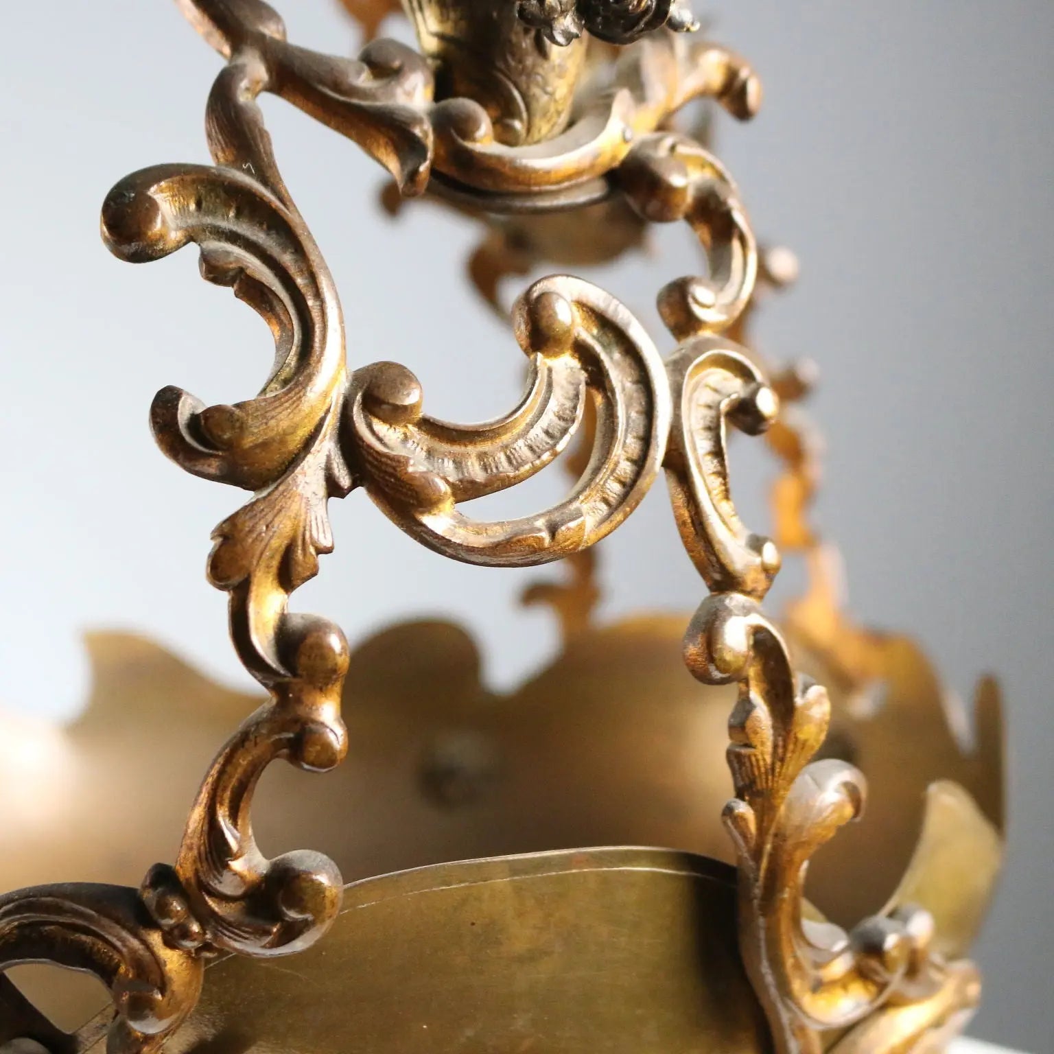 Antique Centerpiece Gilded Bronze Glass Europe Early XX Century
