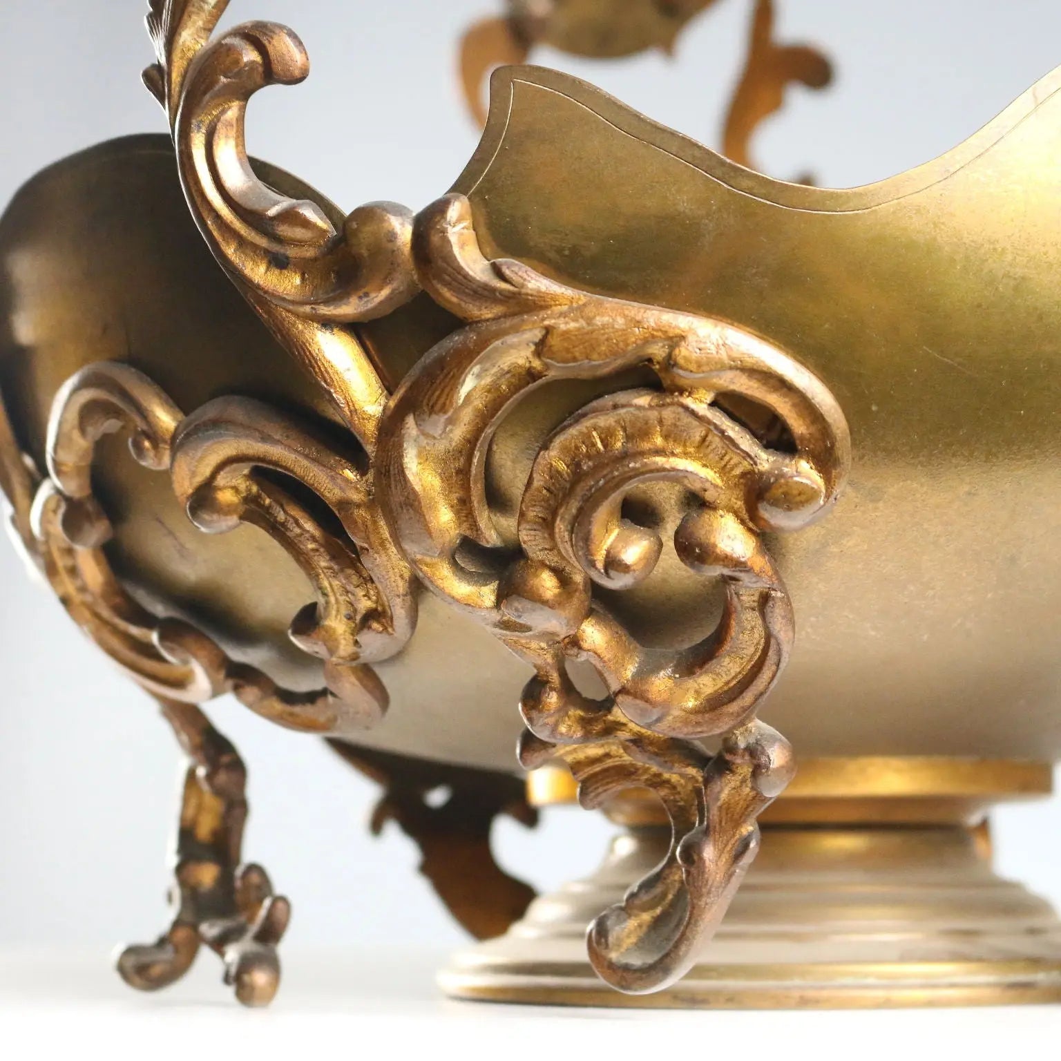 Antique Centerpiece Gilded Bronze Glass Europe Early XX Century