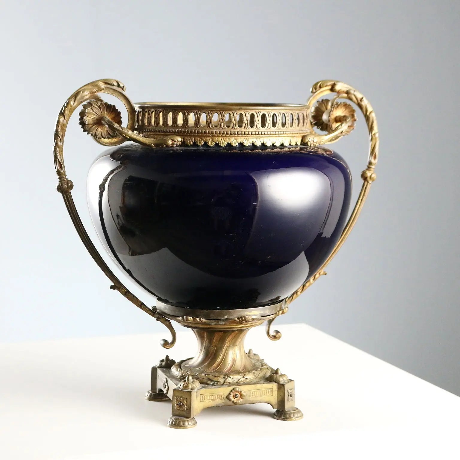 Antique Centerpiece Porcelain Bronze France Late XIX Century
