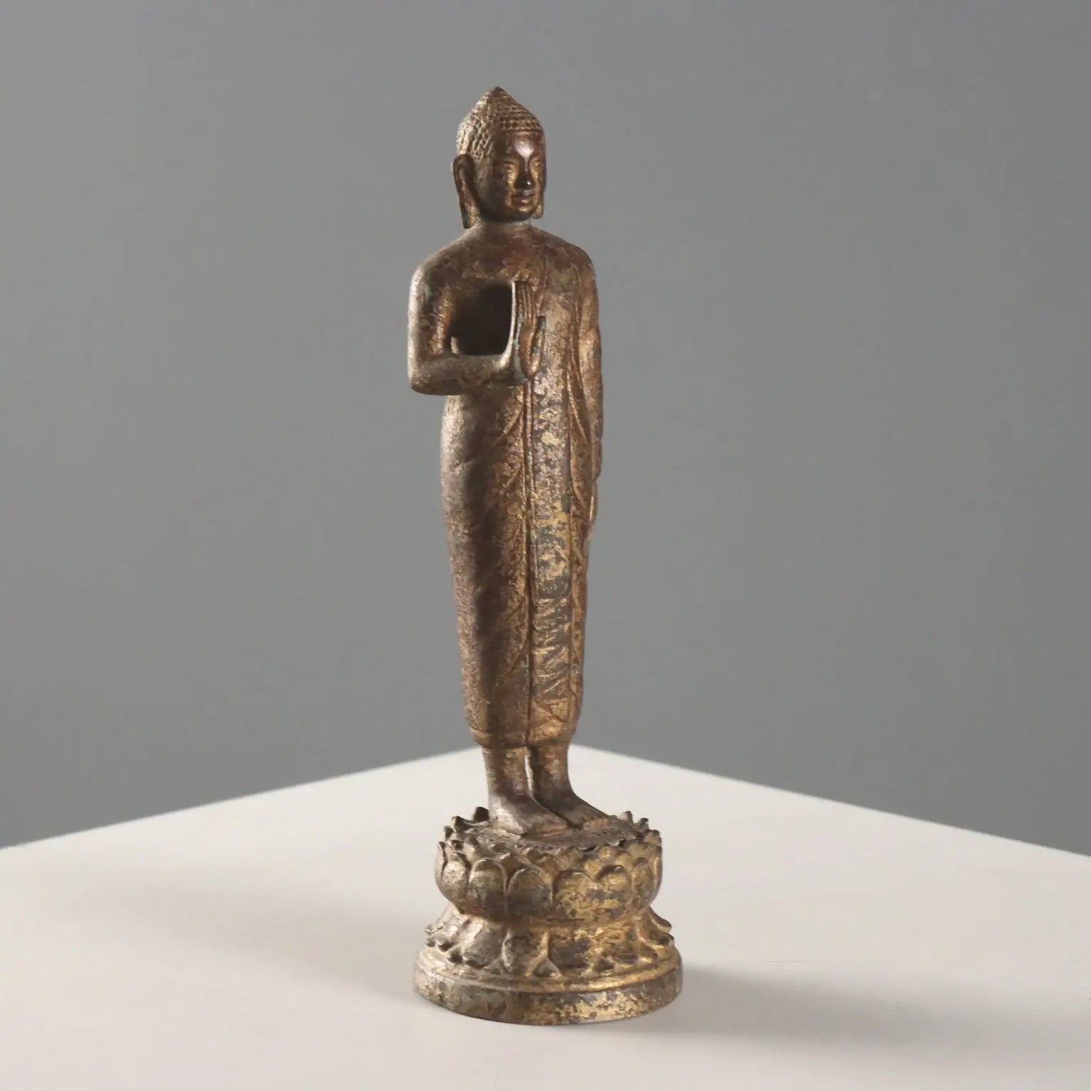 Antique Sculpture Lacquered Gilded Bronze Thailand XIX Century