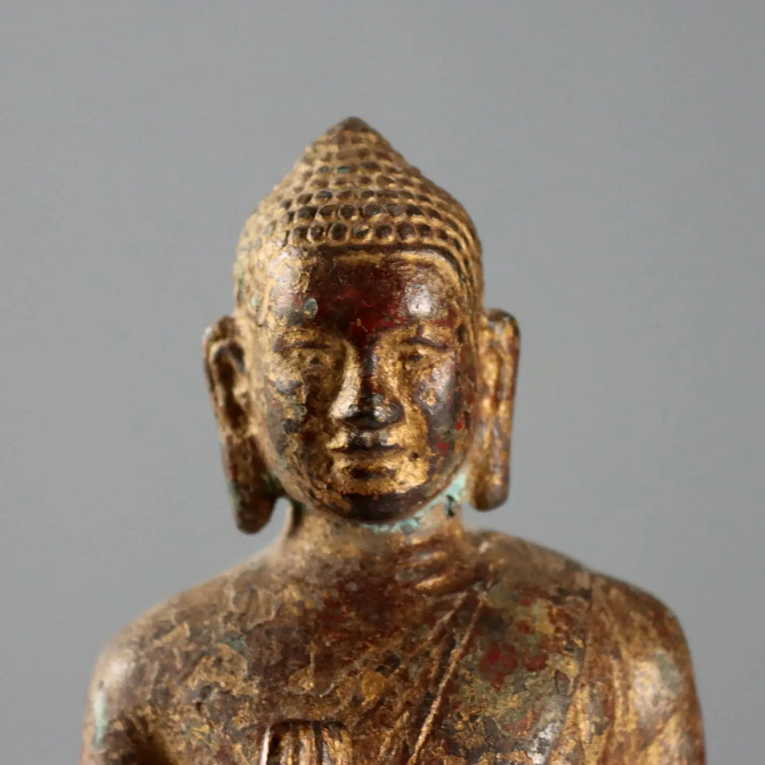 Antique Sculpture Lacquered Gilded Bronze Thailand XIX Century