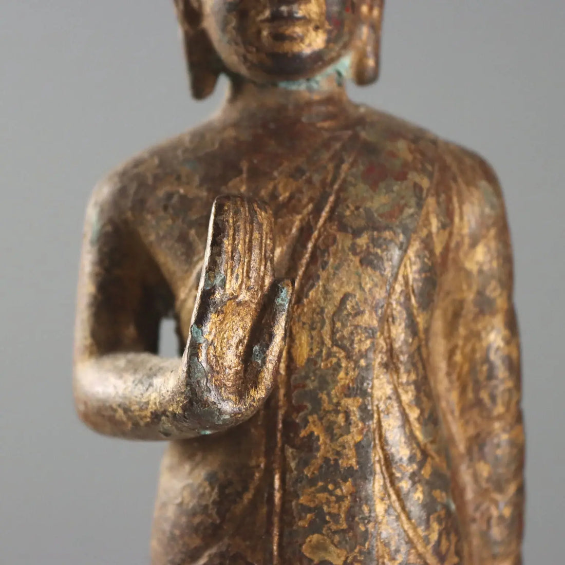 Antique Sculpture Lacquered Gilded Bronze Thailand XIX Century