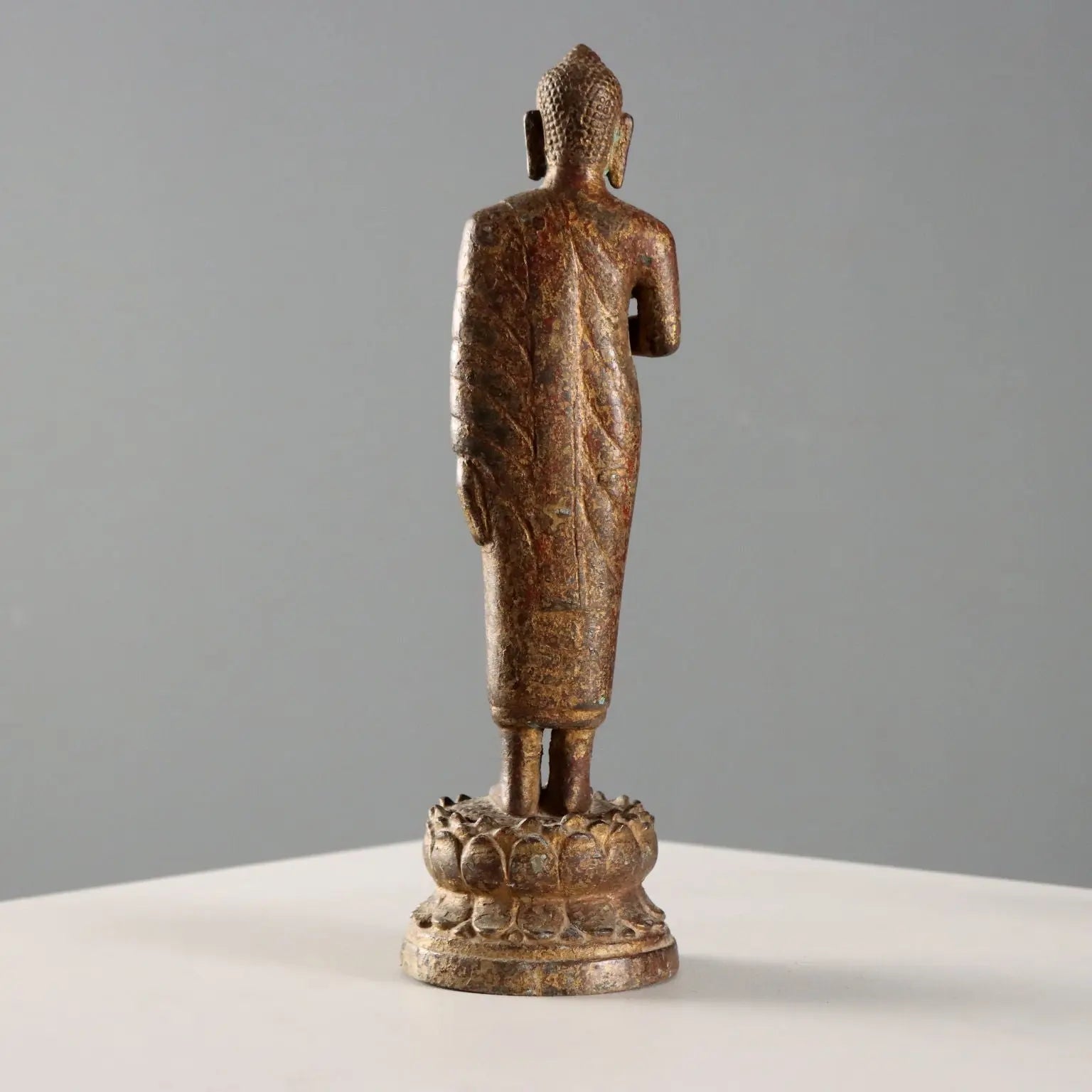Antique Sculpture Lacquered Gilded Bronze Thailand XIX Century