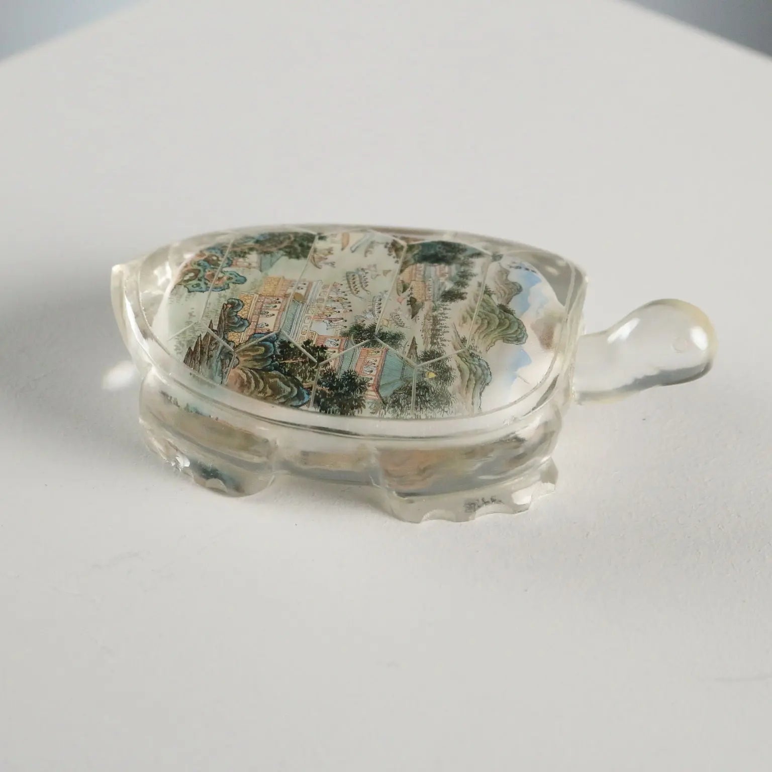Vintage Snuff Bottle Turtle Glass Nei Hua China XX Century
