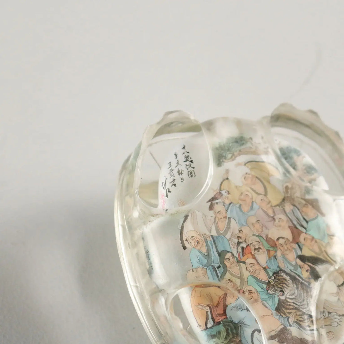 Vintage Snuff Bottle Turtle Glass Nei Hua China XX Century