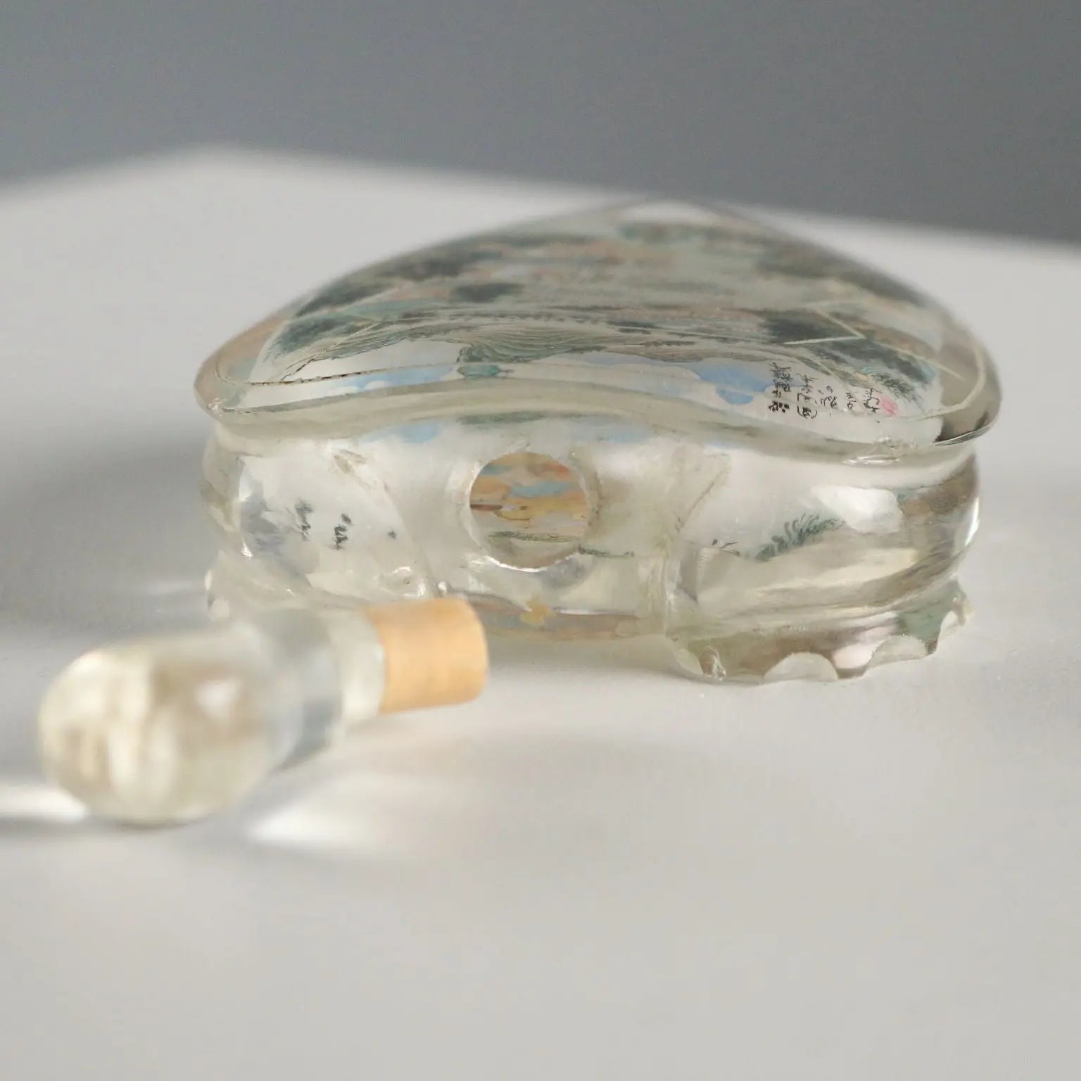 Vintage Snuff Bottle Turtle Glass Nei Hua China XX Century